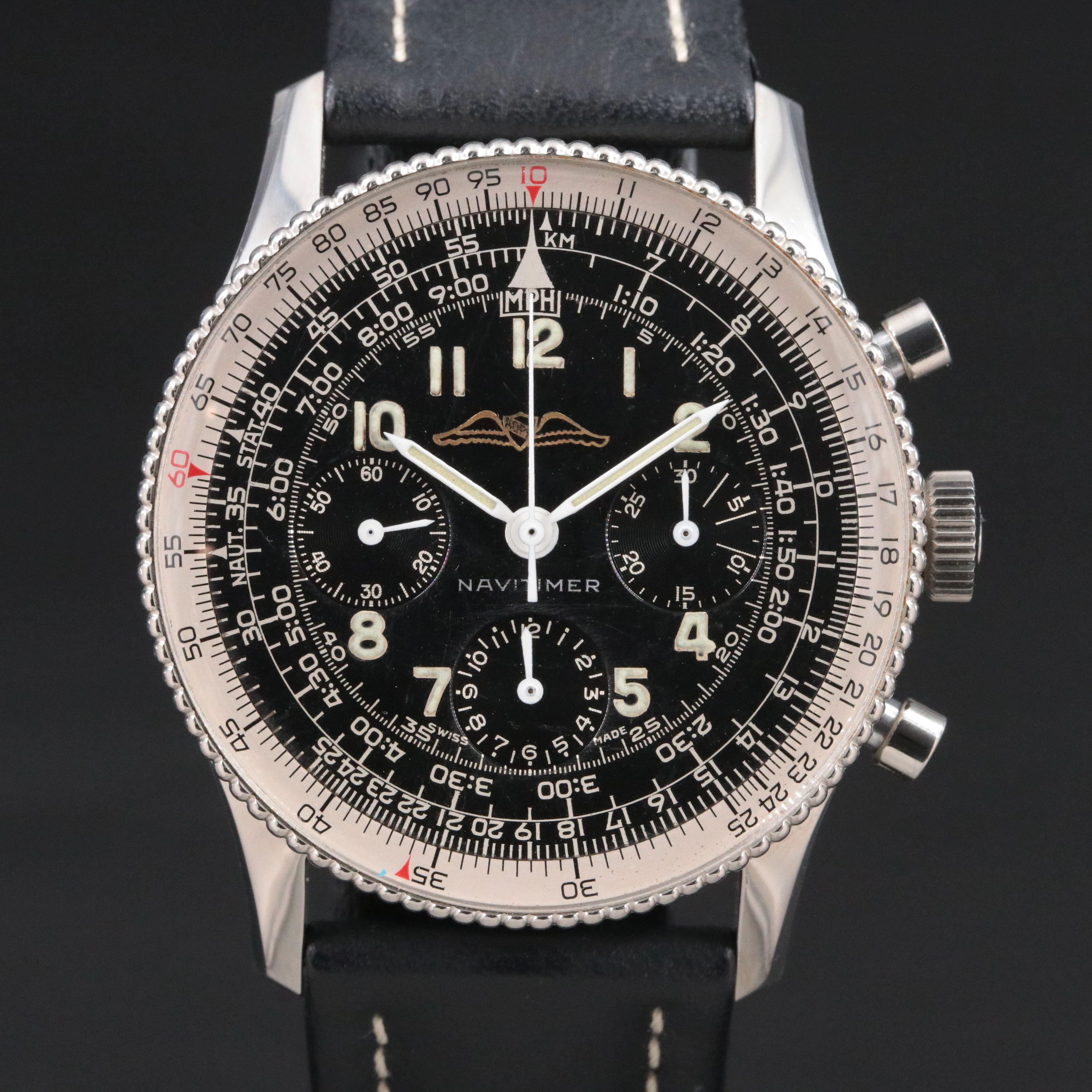 Vintage Steel Breitling Navitimer Model 806 Manual Wind 178 Venus Watch