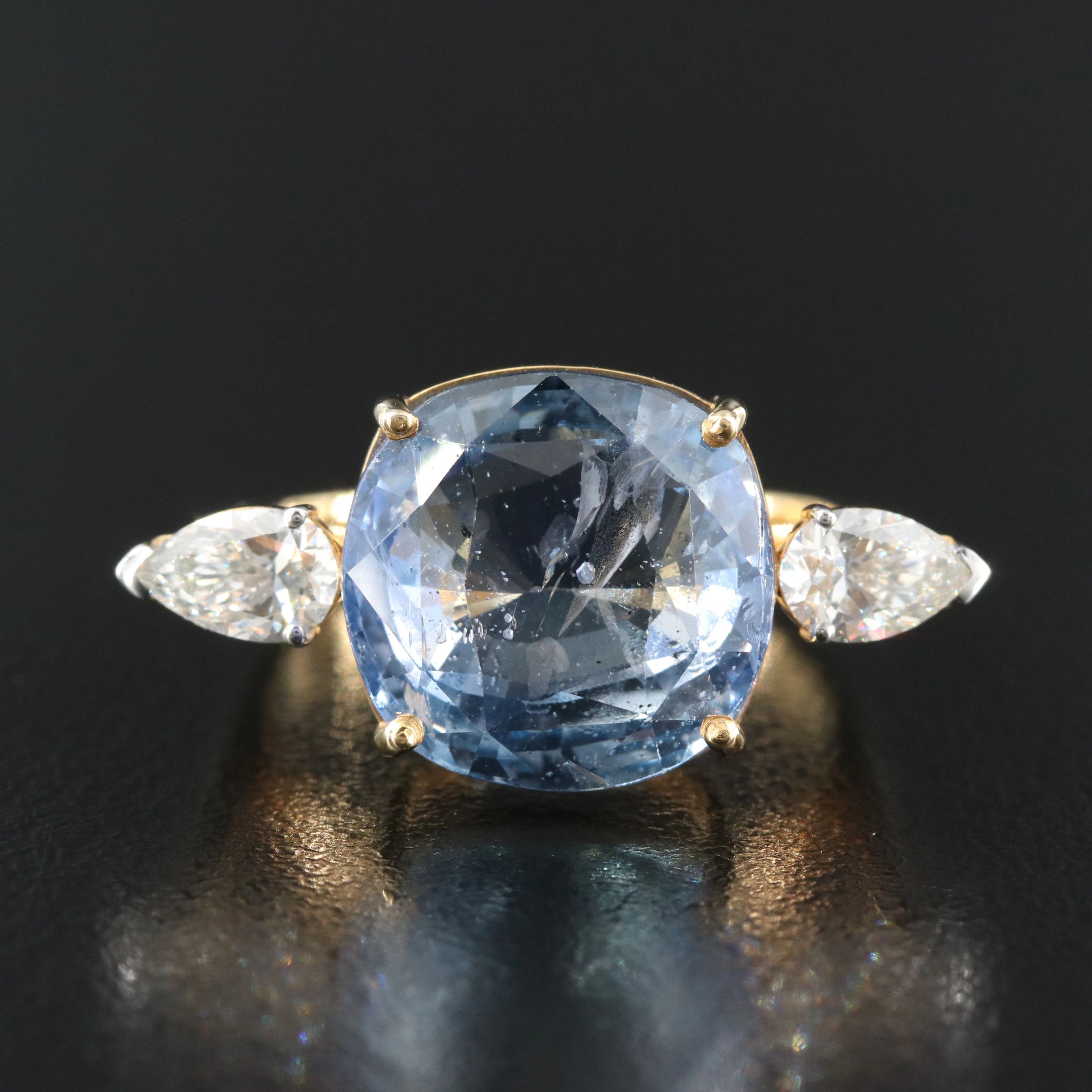 18K 8.74 CT Unheated Ceylon Sapphire and Diamond Ring with GIA Reports