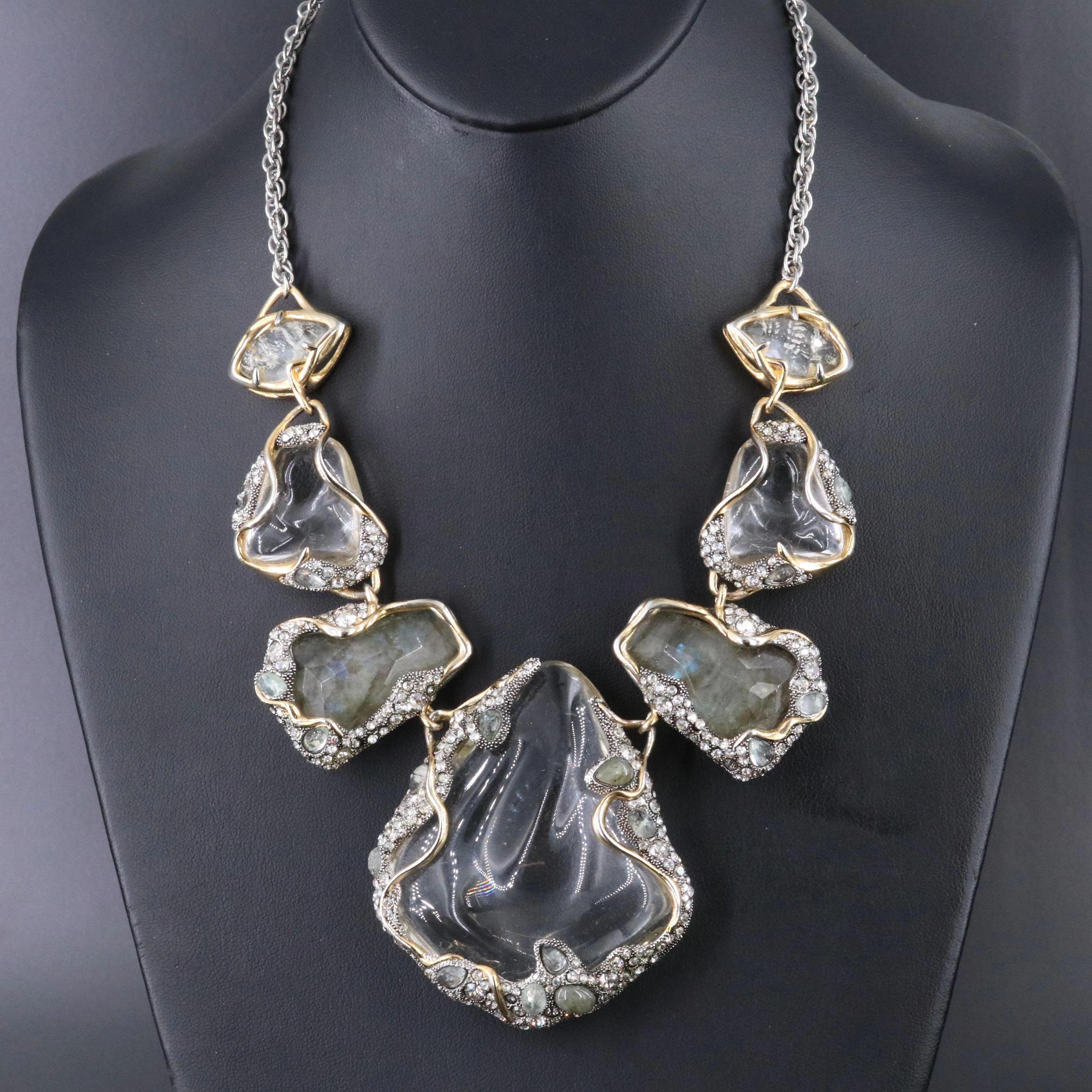 Alexis Bittar Lucite, Labradorite and Rhinestone Necklace
