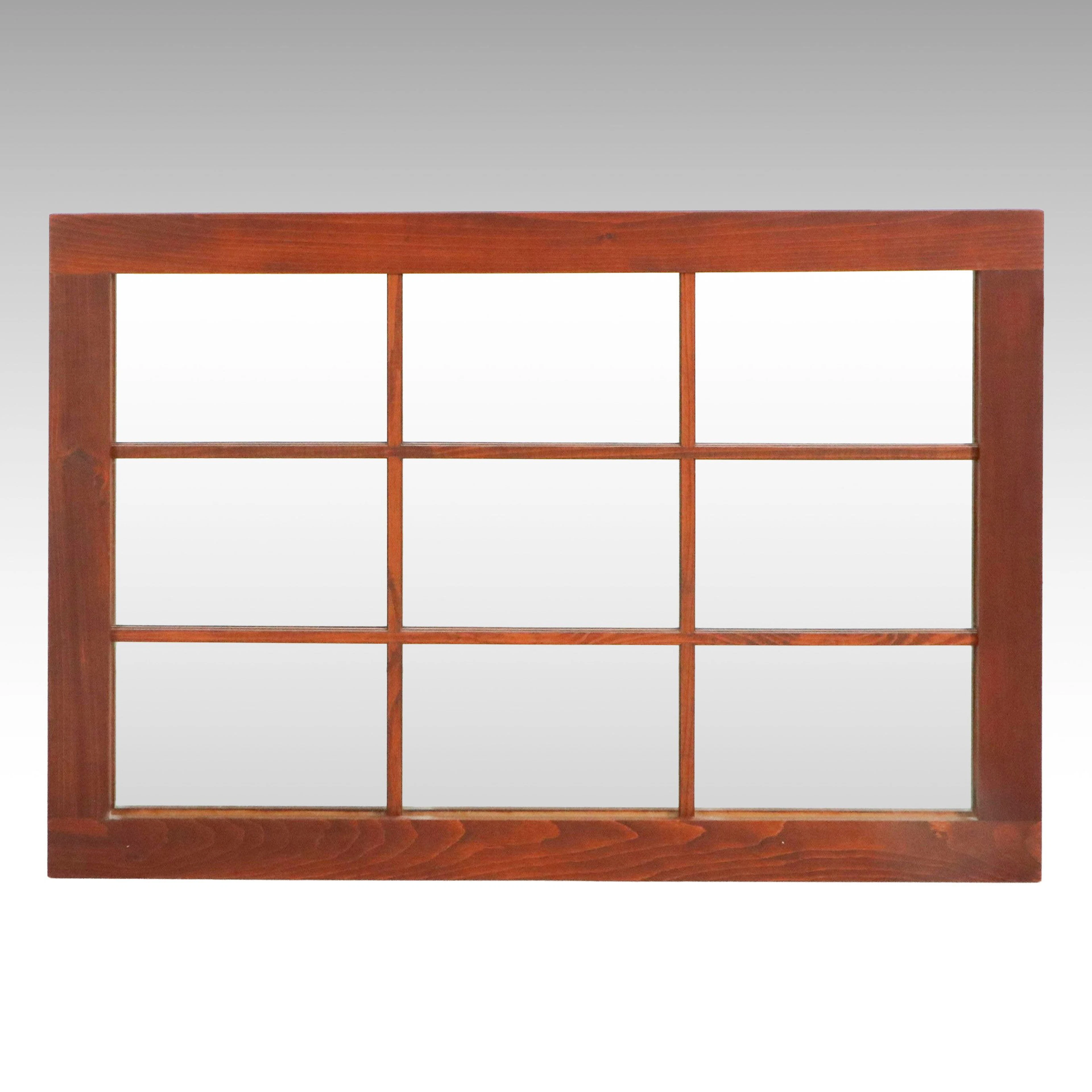 Pine Framed Nine Pane Wall Mirror