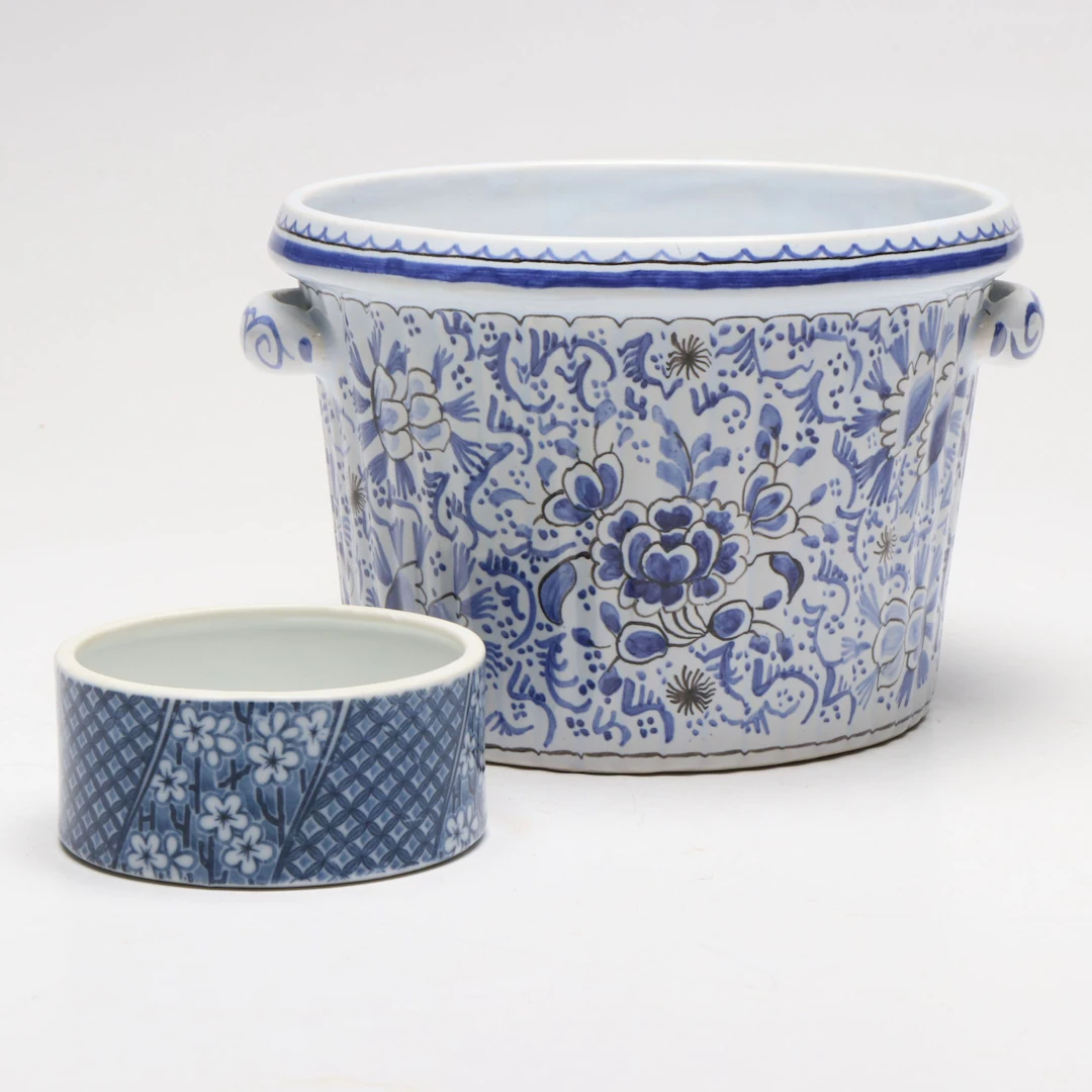 Tiffany & Co. Porcelain Pot with Hand-Painted Ceramic Planter