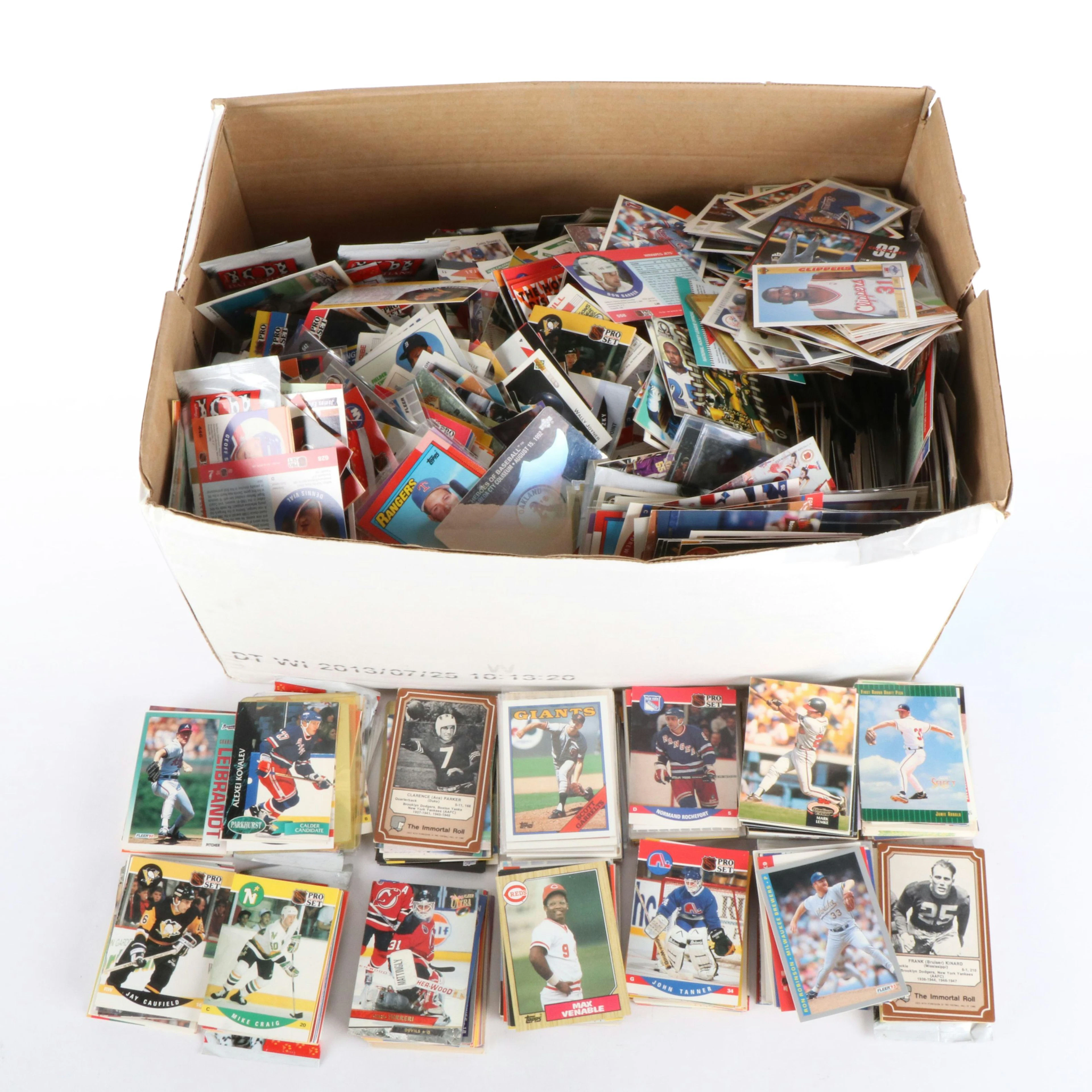 Large Box of Loose Baseball, Hockey, Football, and Basketball Cards