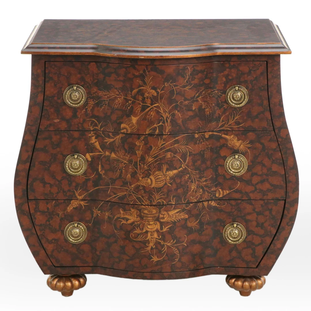 Bombe Style Tortoise Three-Drawer Chest