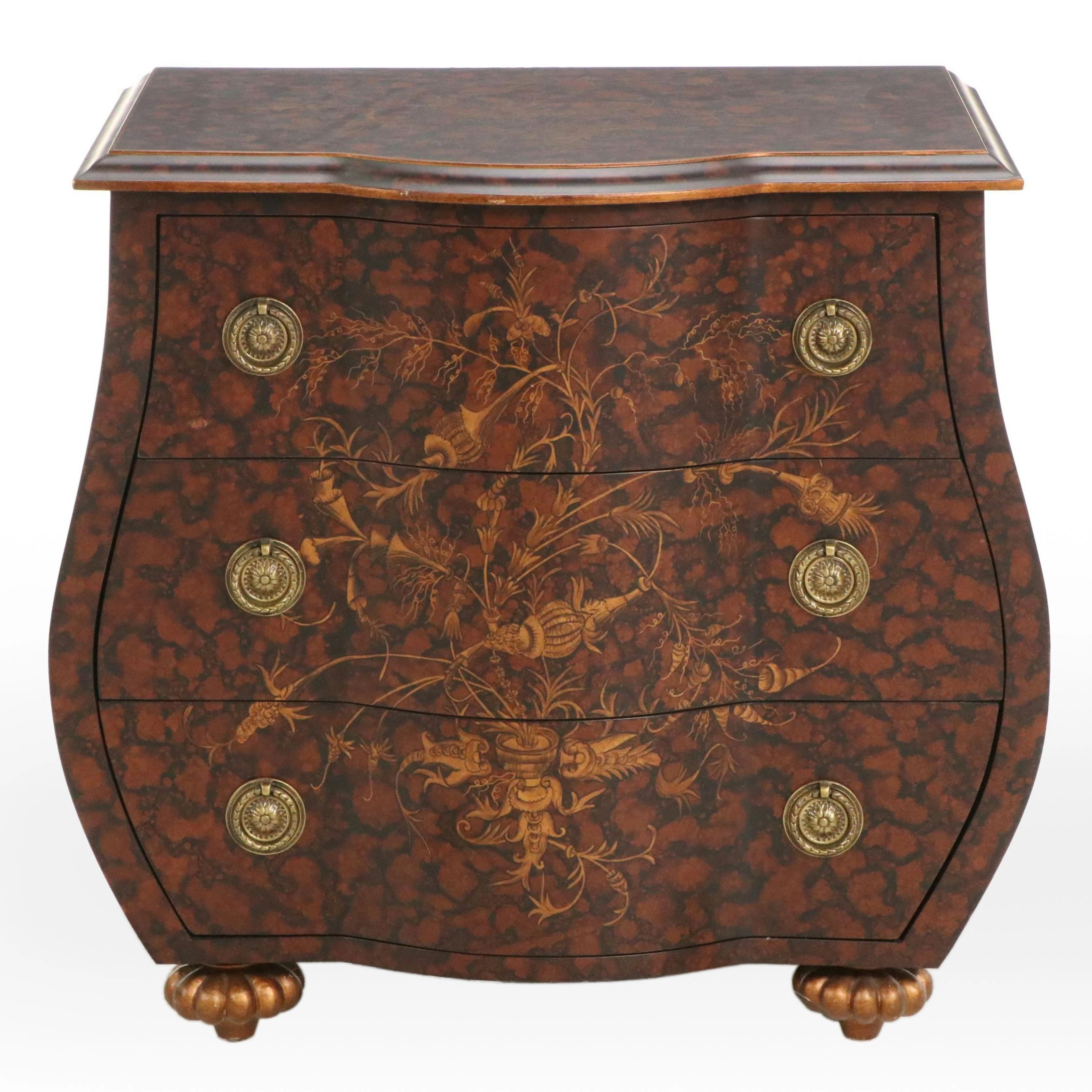 Bombe Style Tortoise Three-Drawer Chest