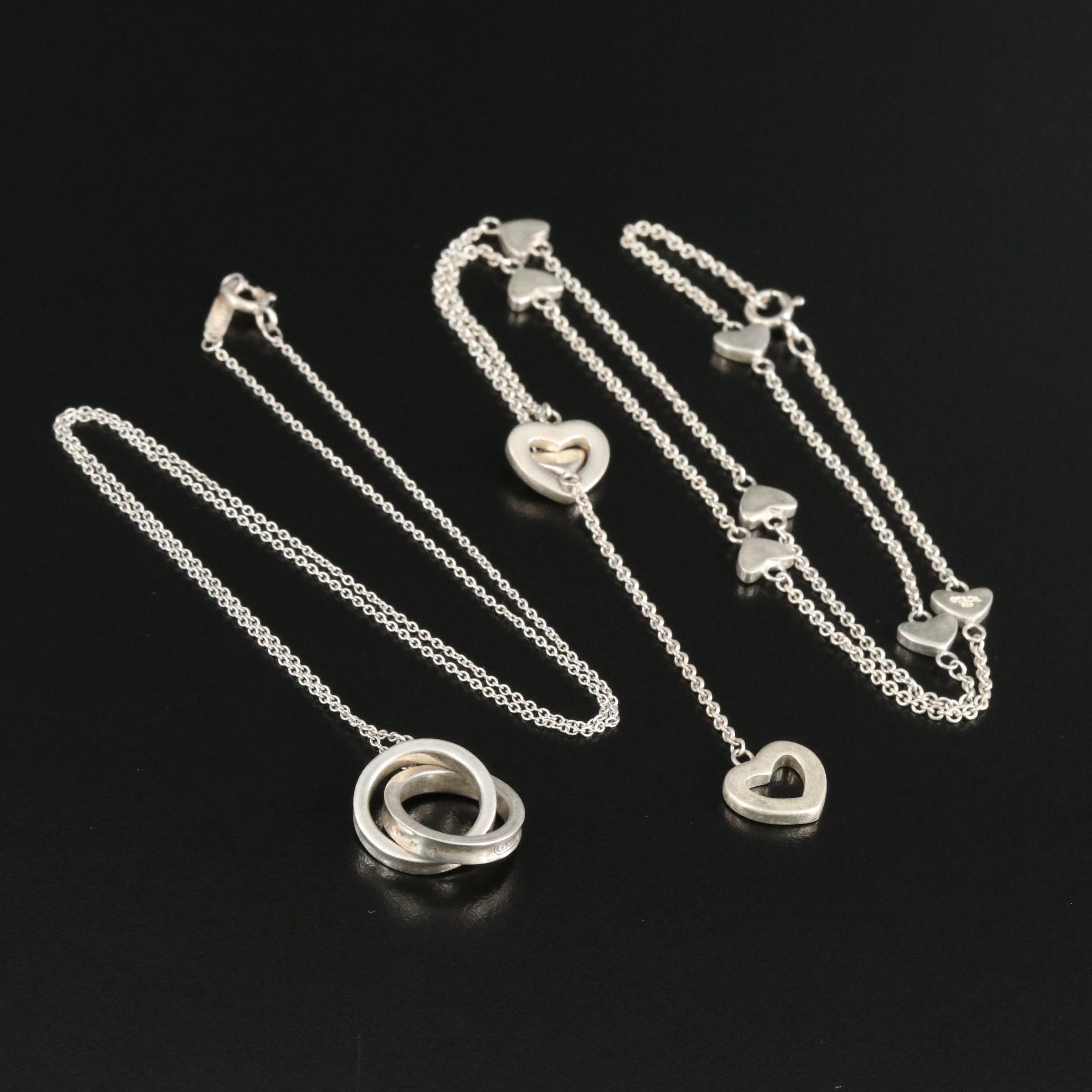 Tiffany & Co. Sterling Heart Lariat and 1837 Interlocking Circles Necklace