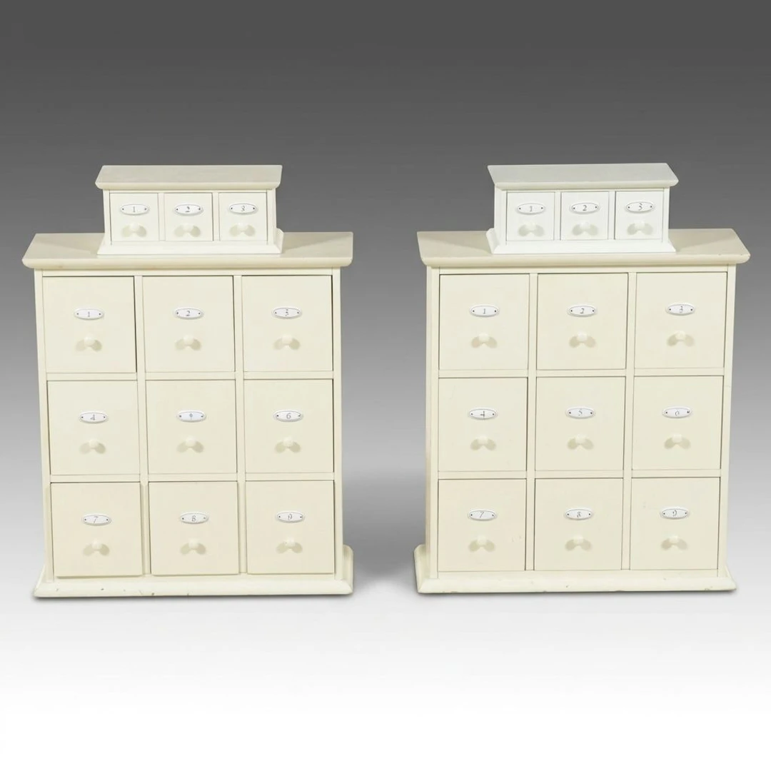 Pair of Contemporary Nine-Drawer Wall Mount Cabinets