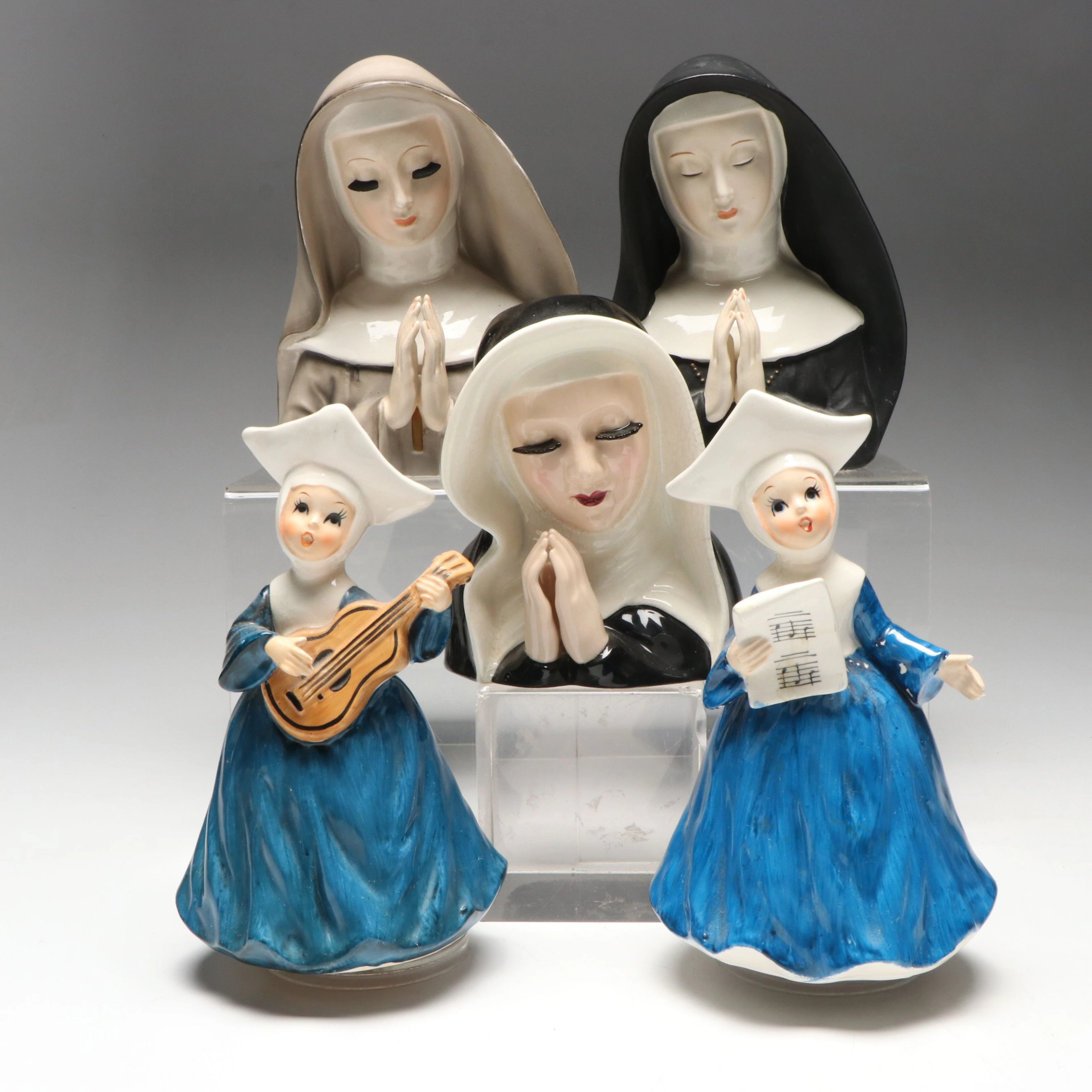 Berman & Anderson Music Boxes and Other Ceramic Nun Vessels, Vintage