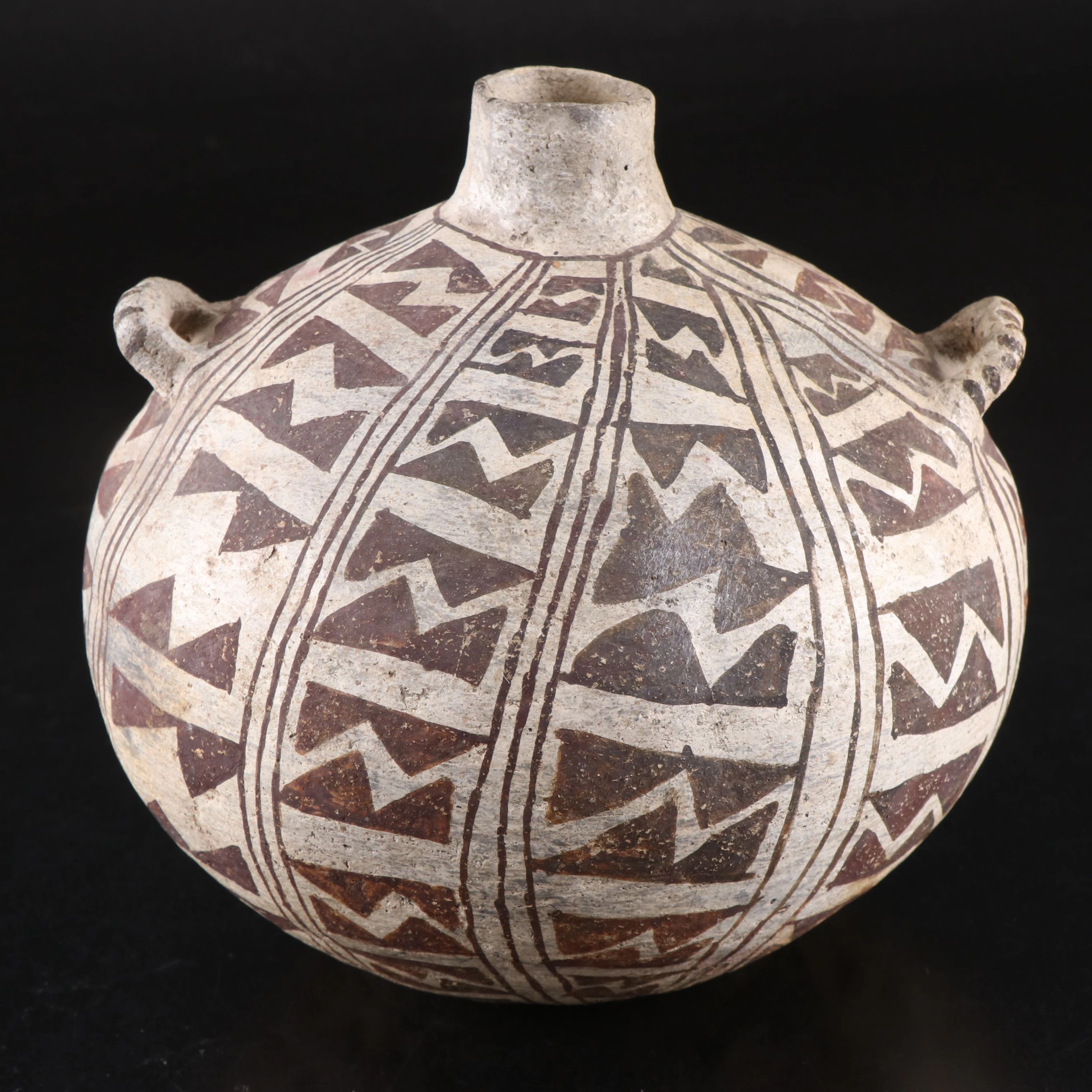 Possibly Mesa Verde Ancestral Puebloan Black on White Canteen, Circa 1000–1300