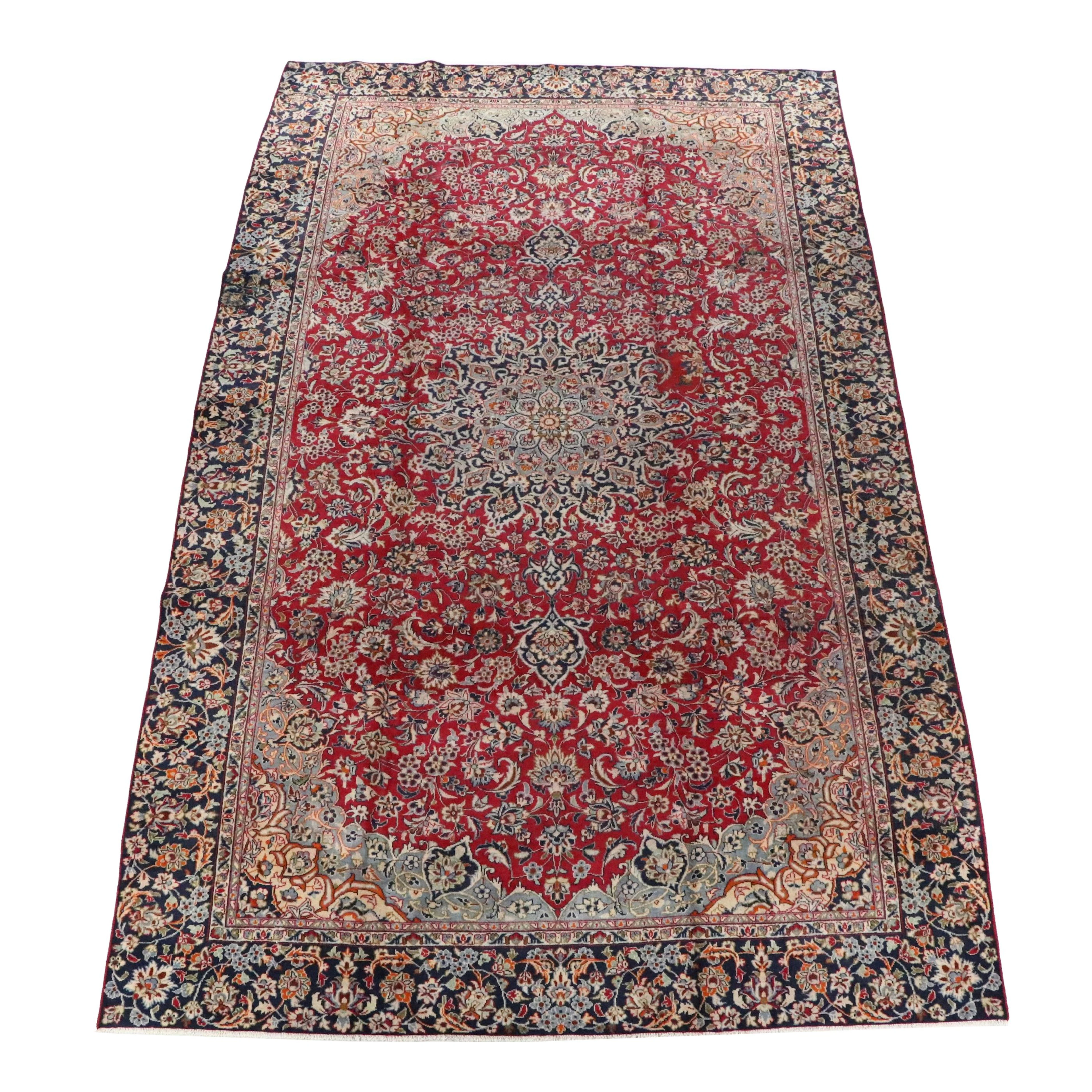 9'2 x 115'1 Hand-Knotted Persian Kashan Room-Sized Rug
