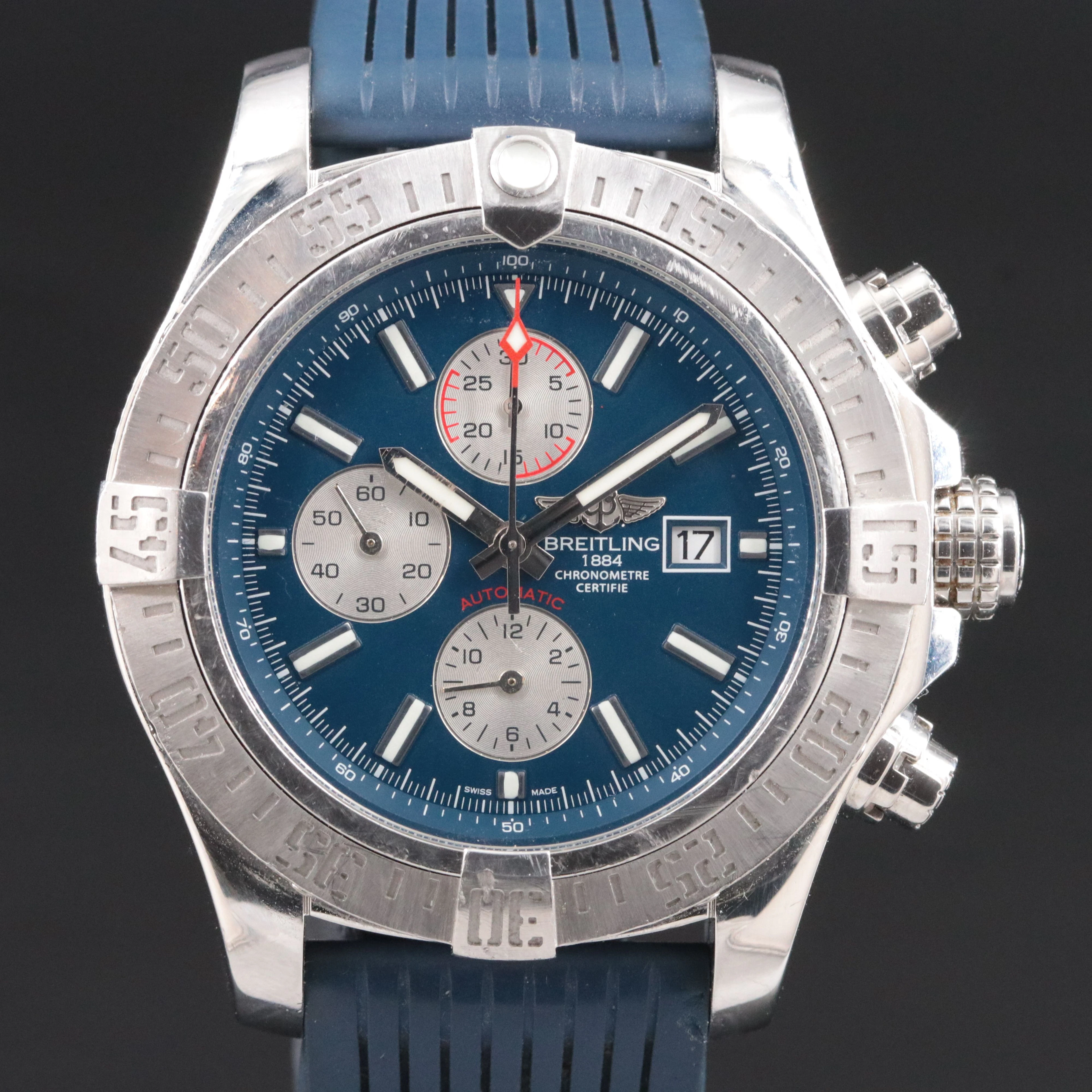 Breitling Super Avenger ll Blue Dial Steel Chronograph Watch Ref. A13371