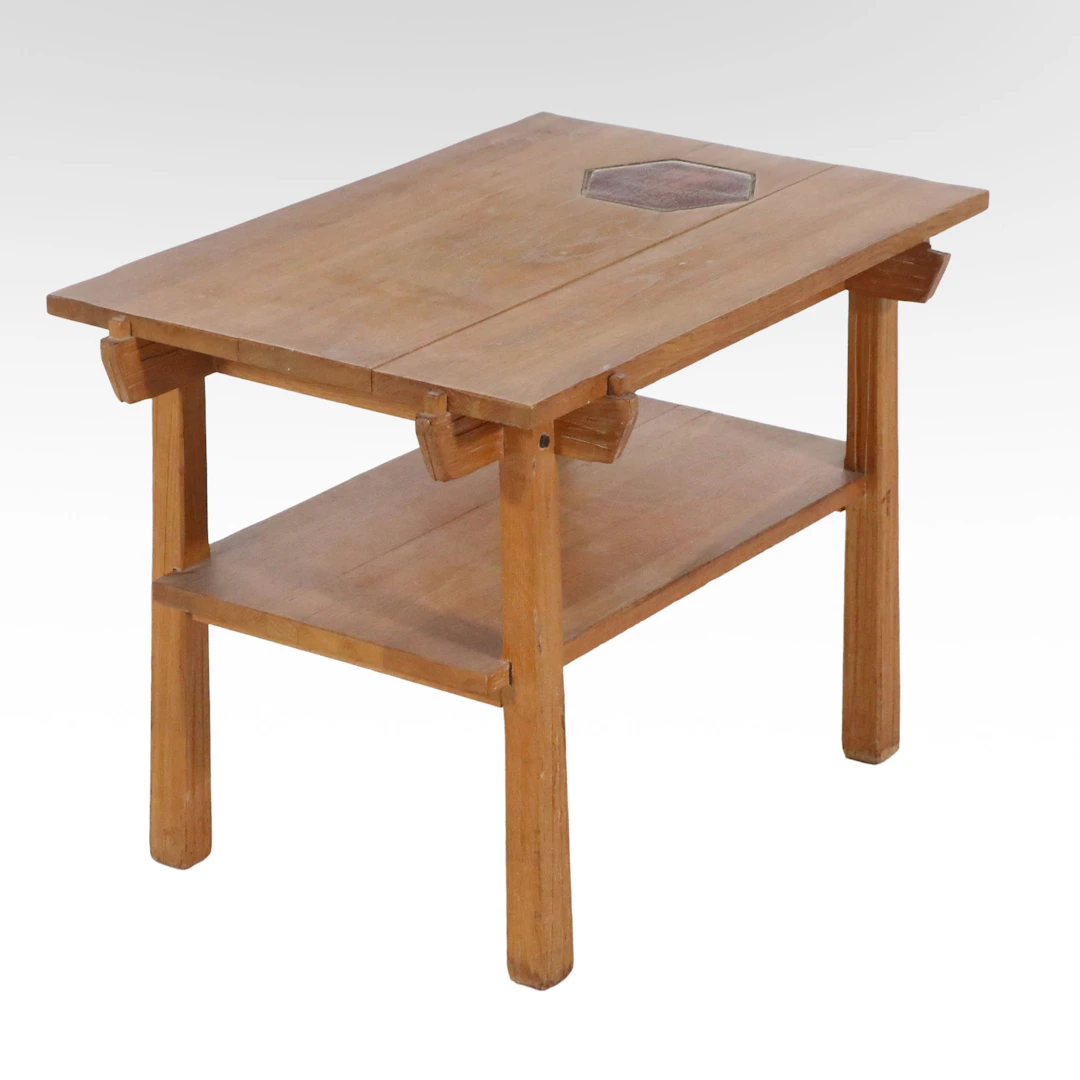Mid Century Modern Two-Tier Wooden Side Table, 1961