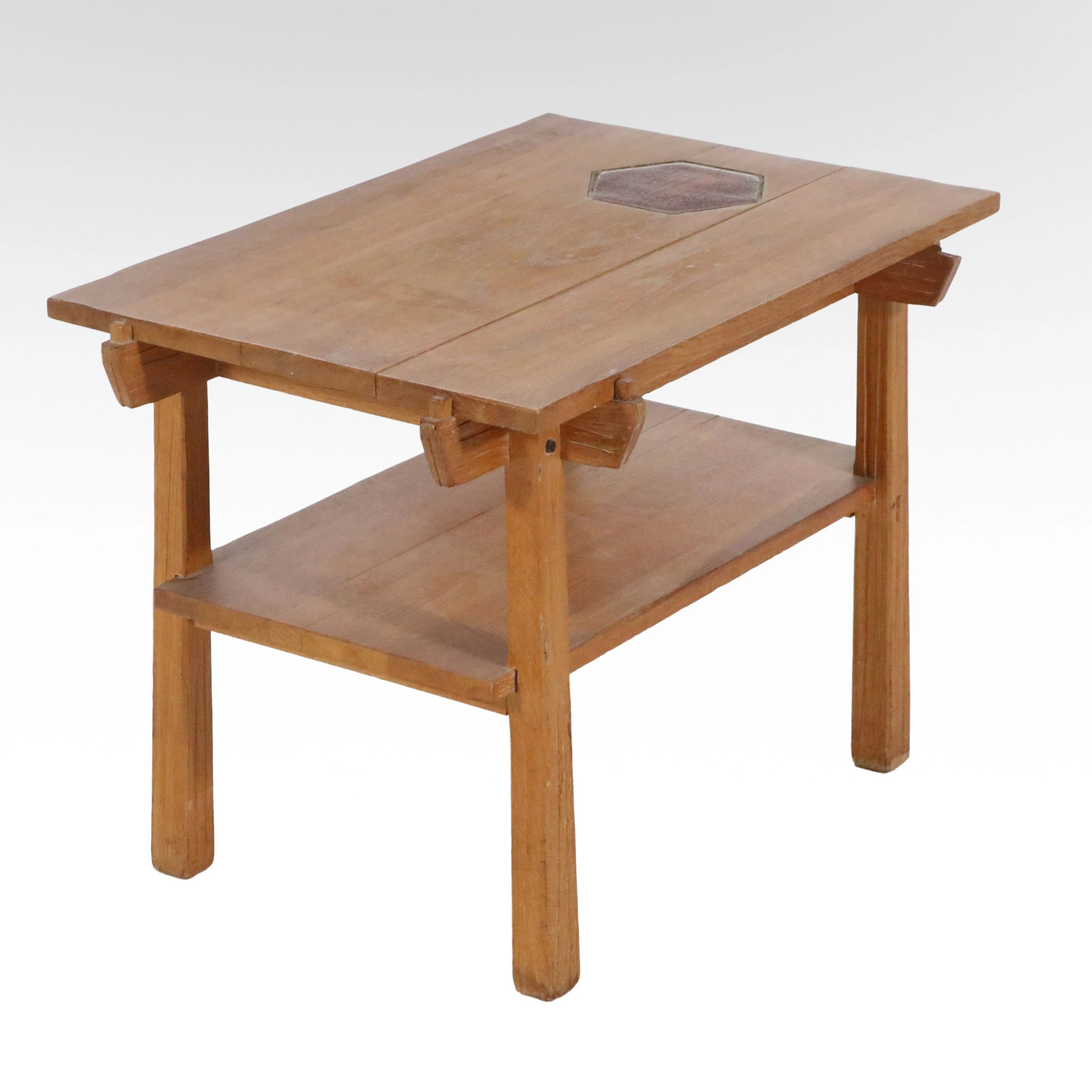 Mid Century Modern Two-Tier Wooden Side Table, 1961
