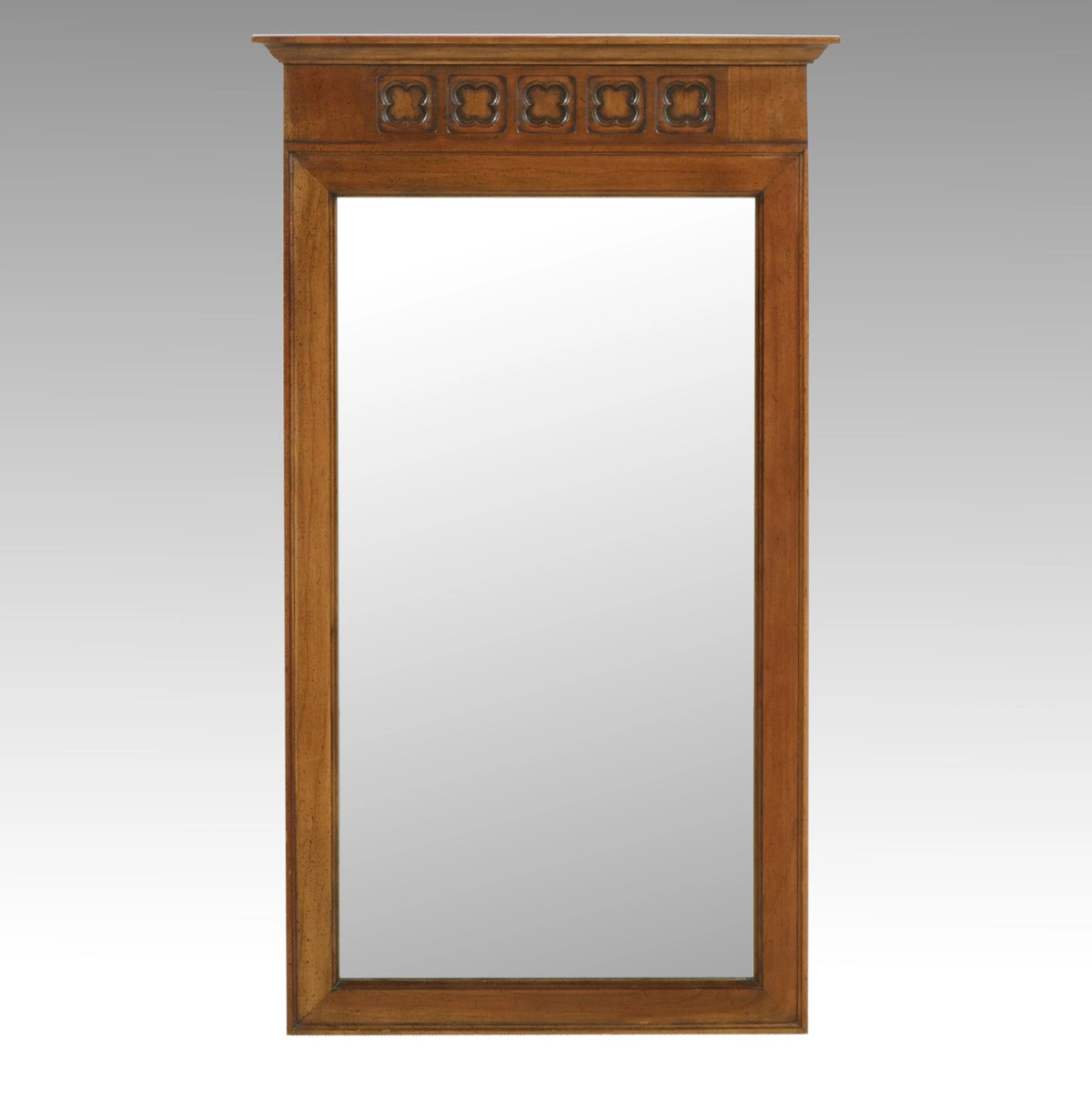 Walnut Wall Mirror with Quatrefoil Accents