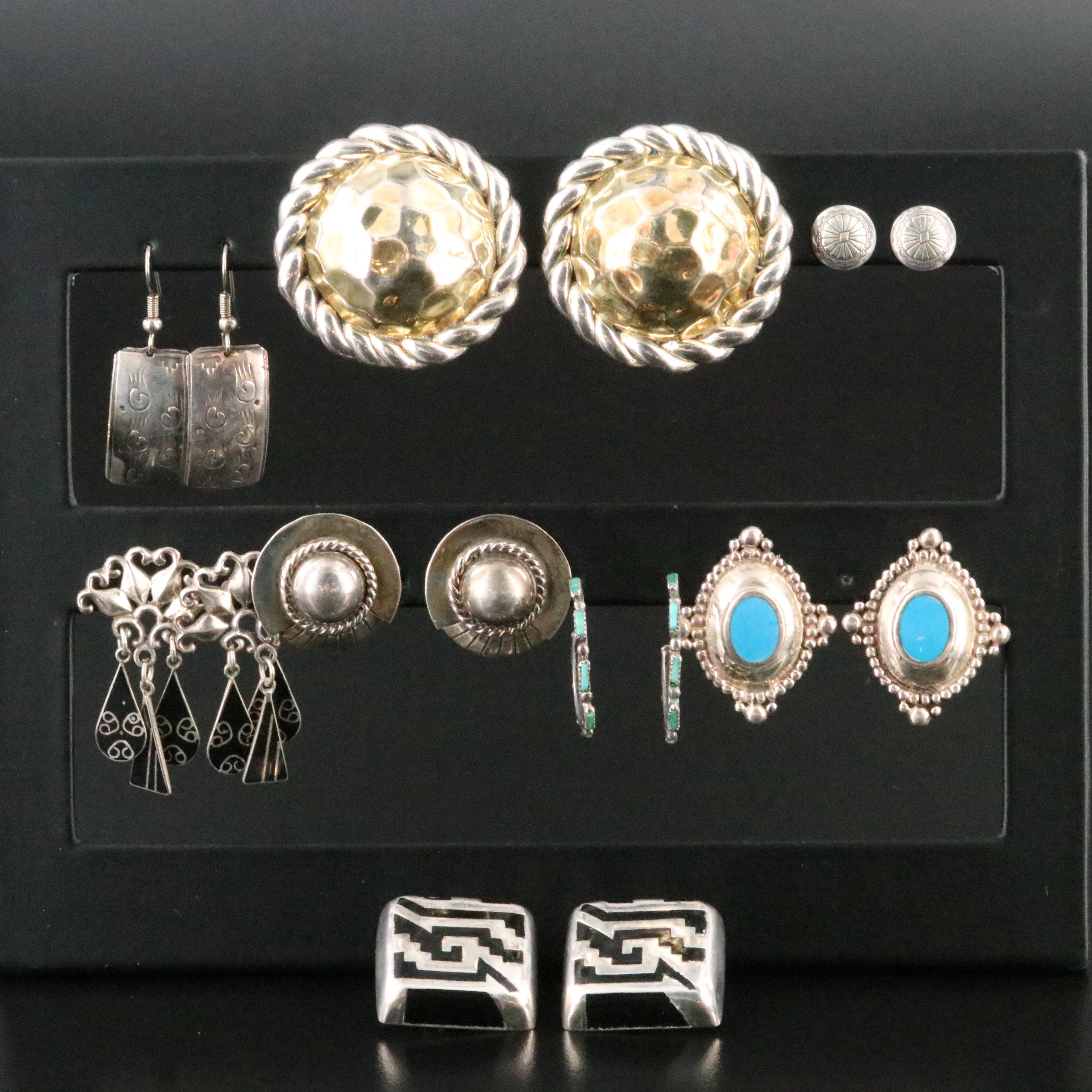 Sterling Earring Collection Featuring Turquoise and Artist Signed