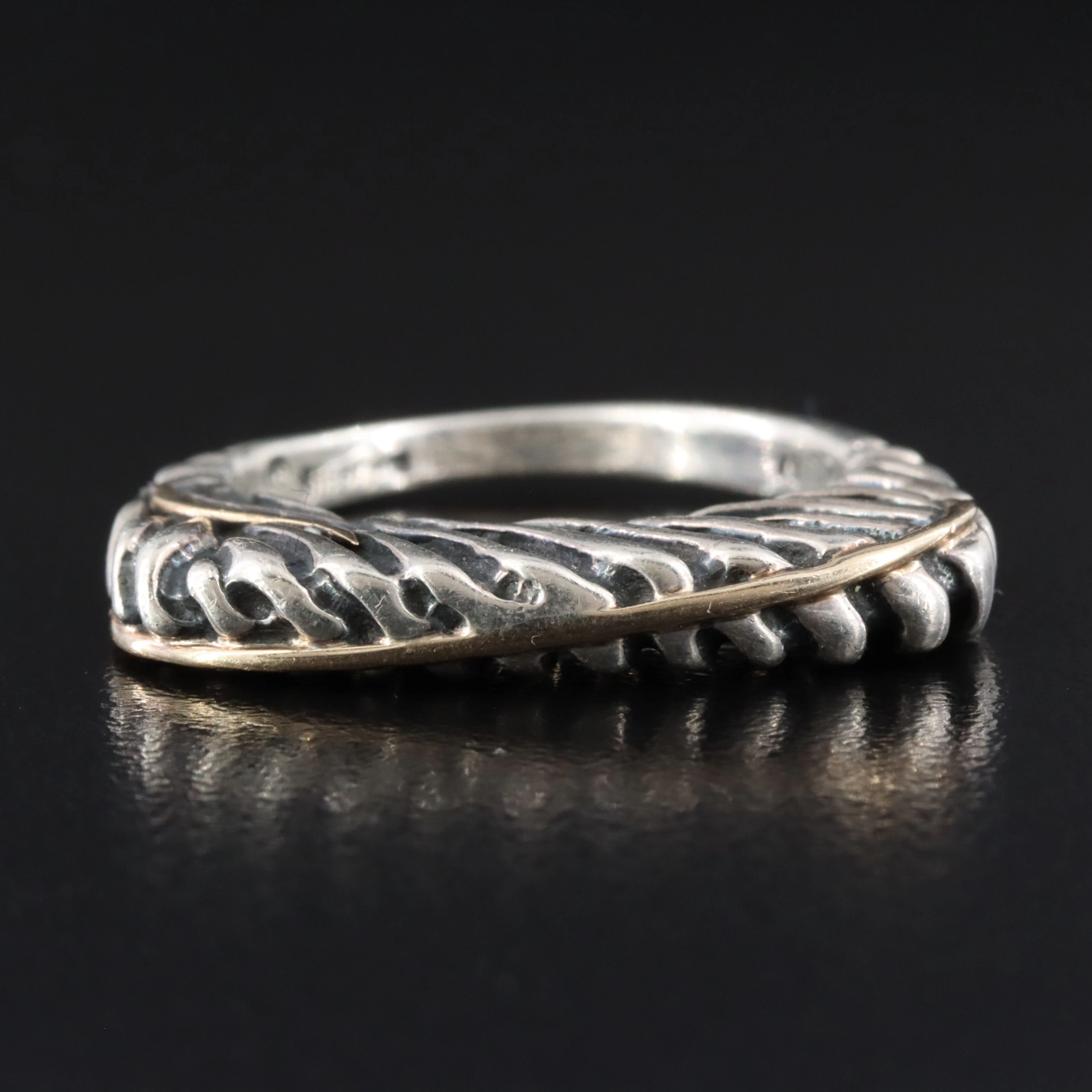 Dian Malouf Sterling Stackable Ring with 14K Accent