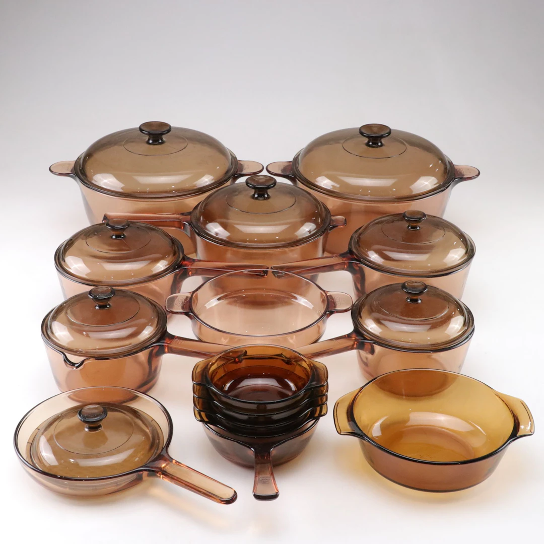 Corning Visions Amber Glass and Anchor Hocking Cookware
