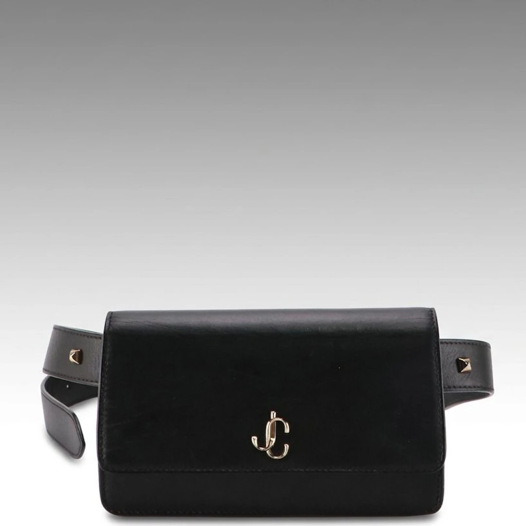Jimmy Choo Varenne Belt Bag in Black Calfskin Leather
