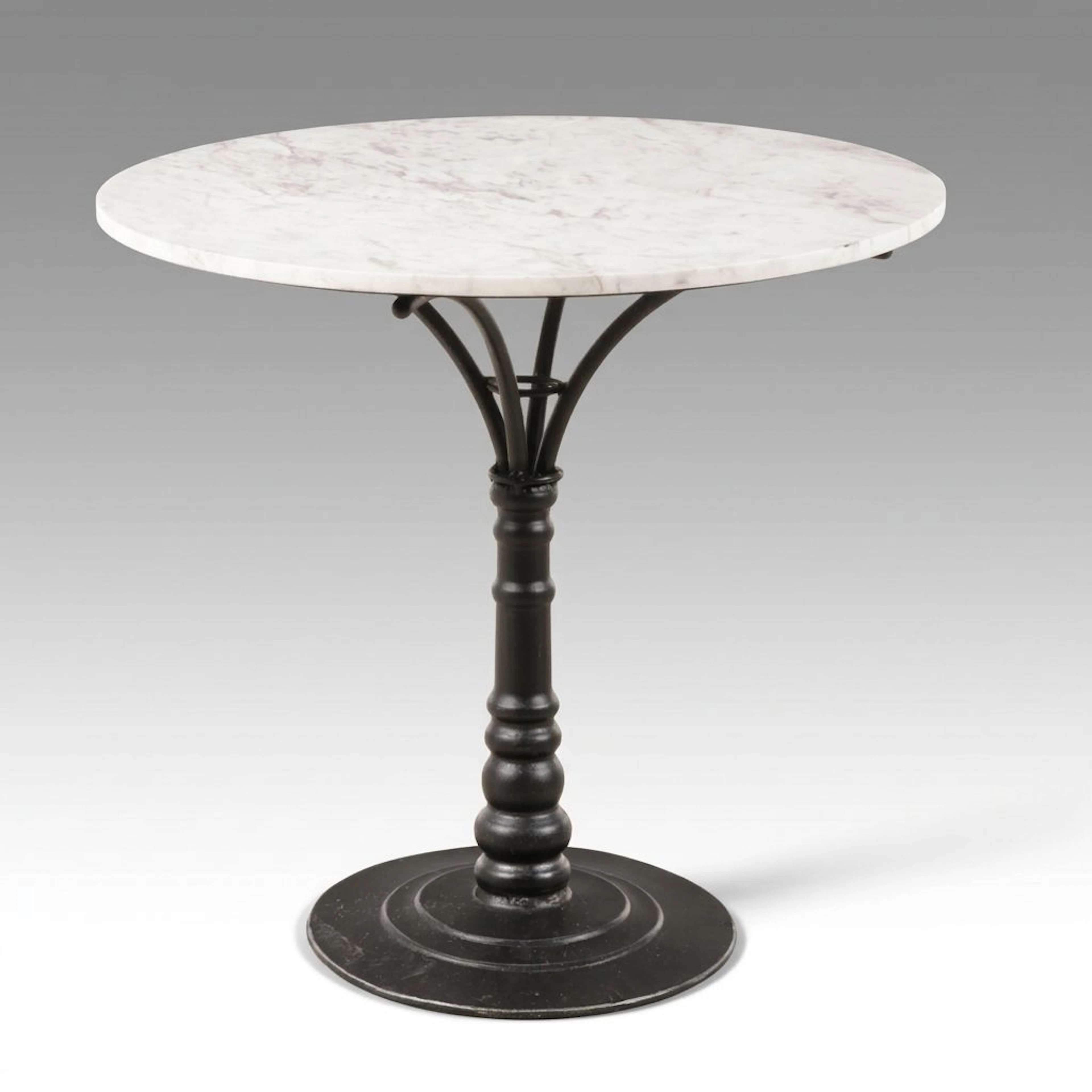 Art Nouveau Style Cast Iron Marble Top Bistro Table, 21 Century