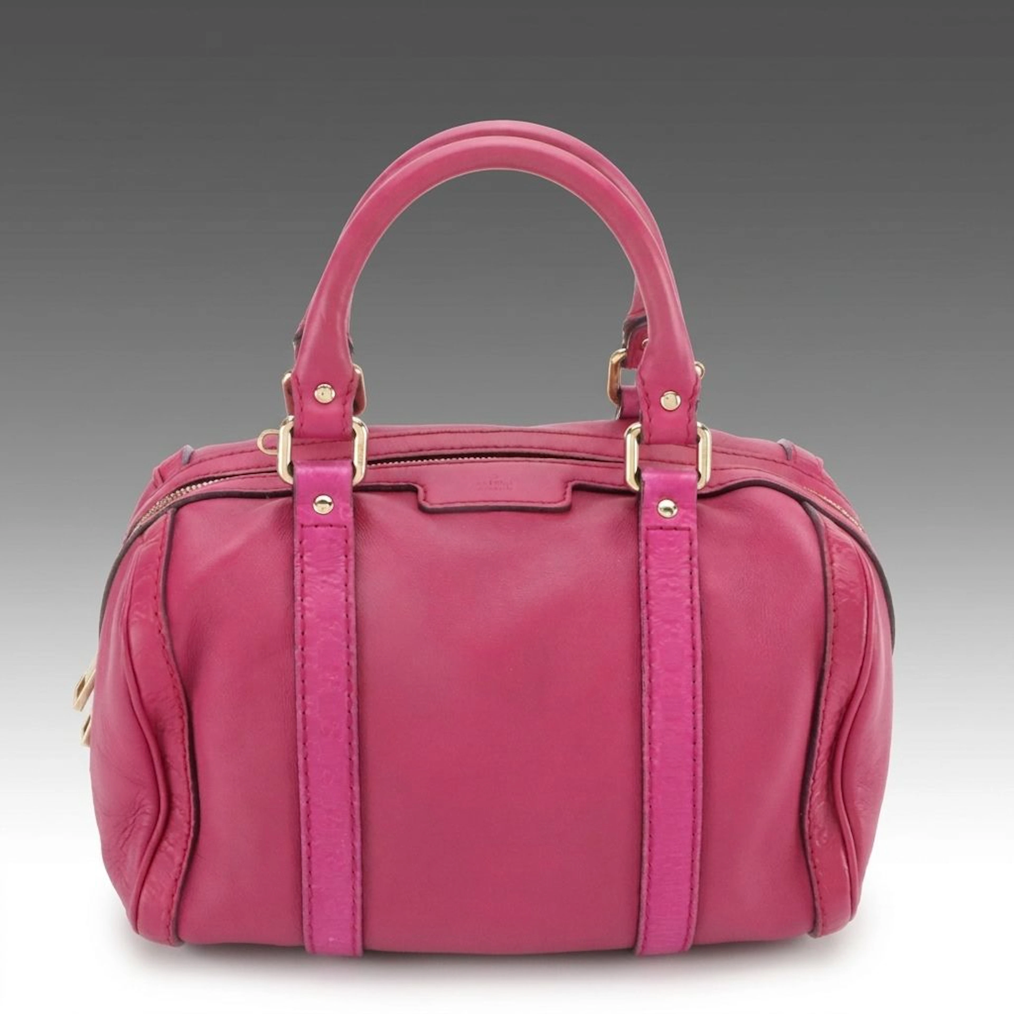 Gucci Small Joy Boston Two-Way Bag in Magenta Calfskin & Microguccissima