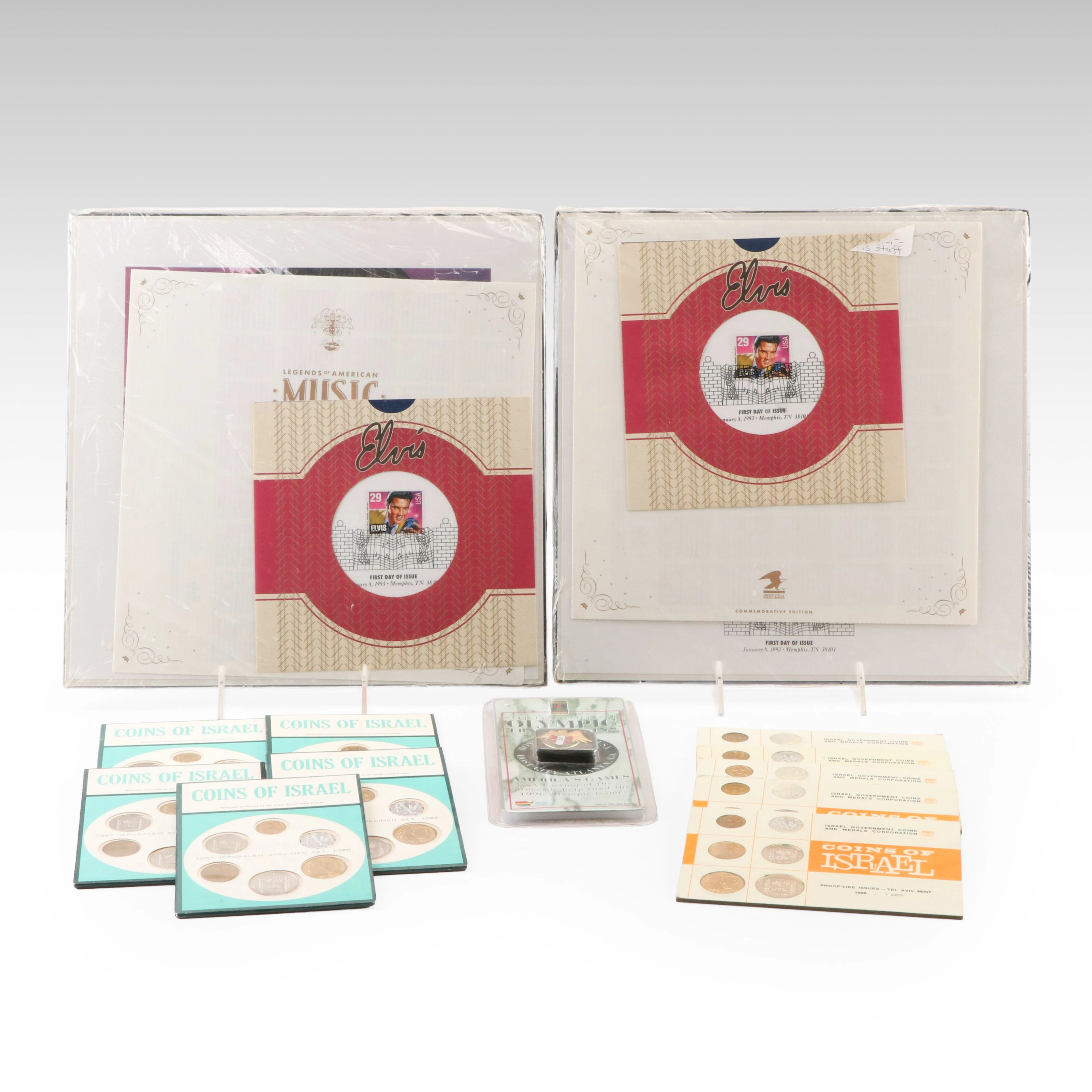 Ten Israel Coin Sets and Elvis Presley USPS Commemorative Sets and More
