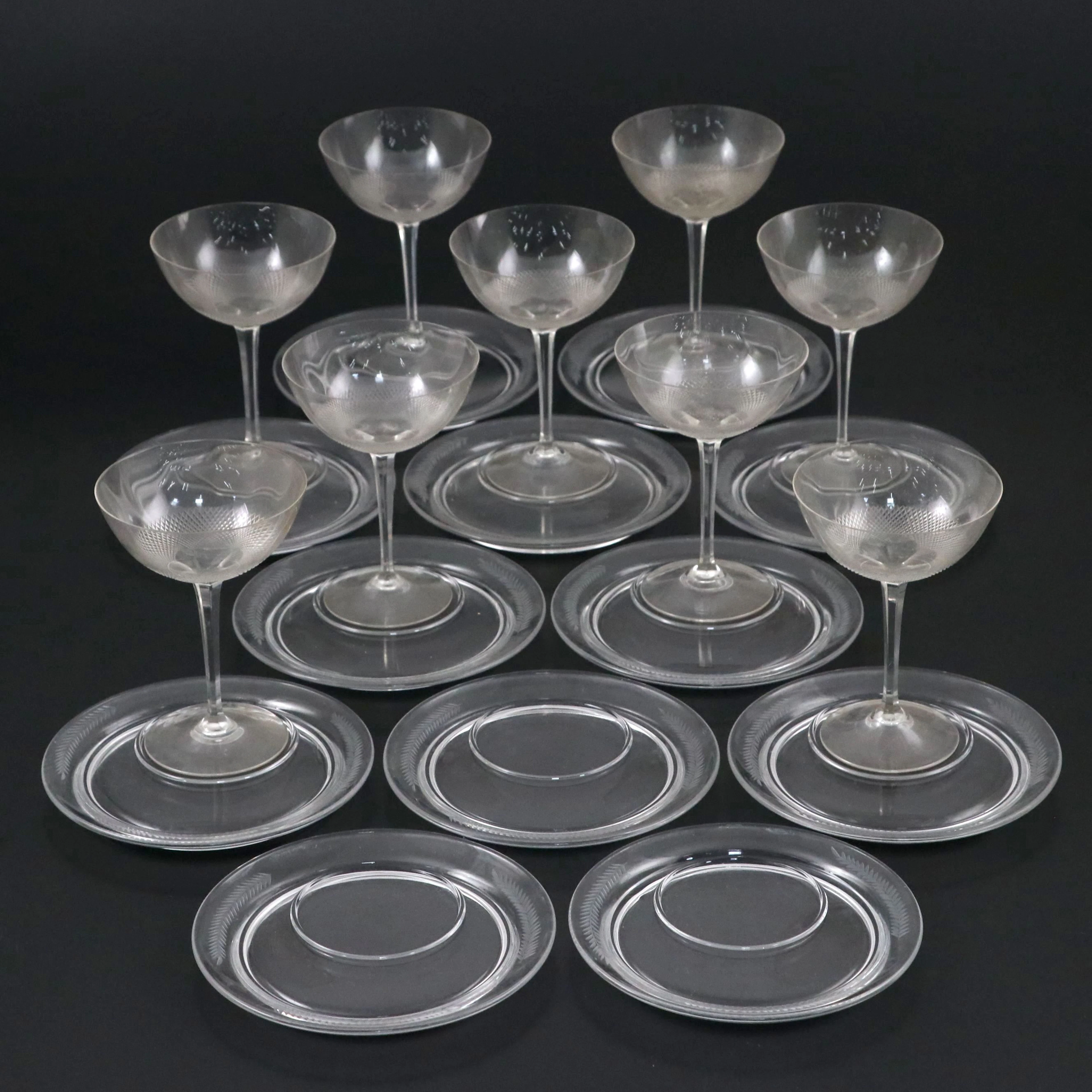 Glass Snack Plates and Glass Champagne Coupes