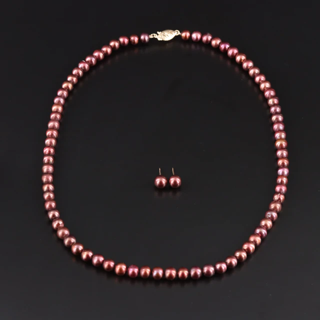 10K Pearl Necklace and Earrings