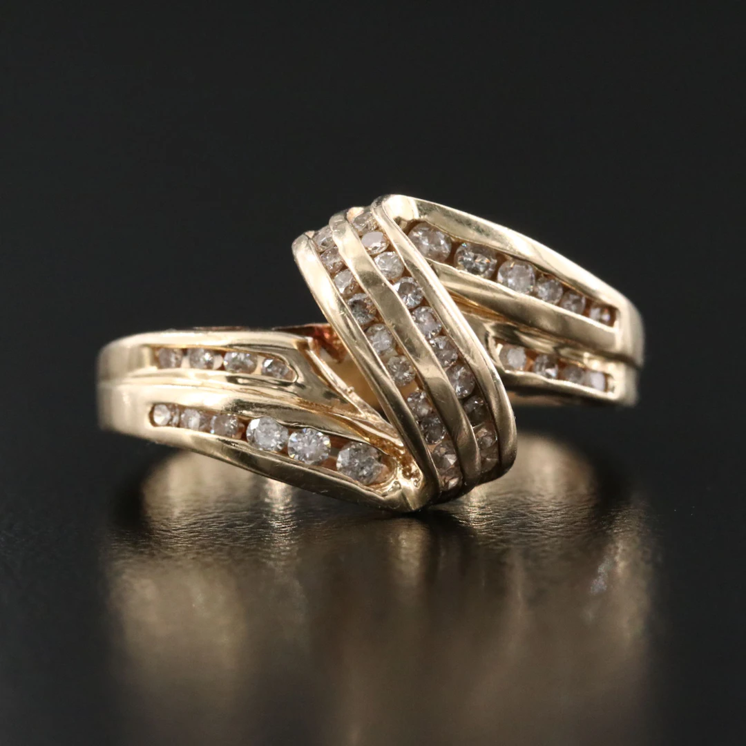 14K 0.51 CTW Diamond Ribbon Ring
