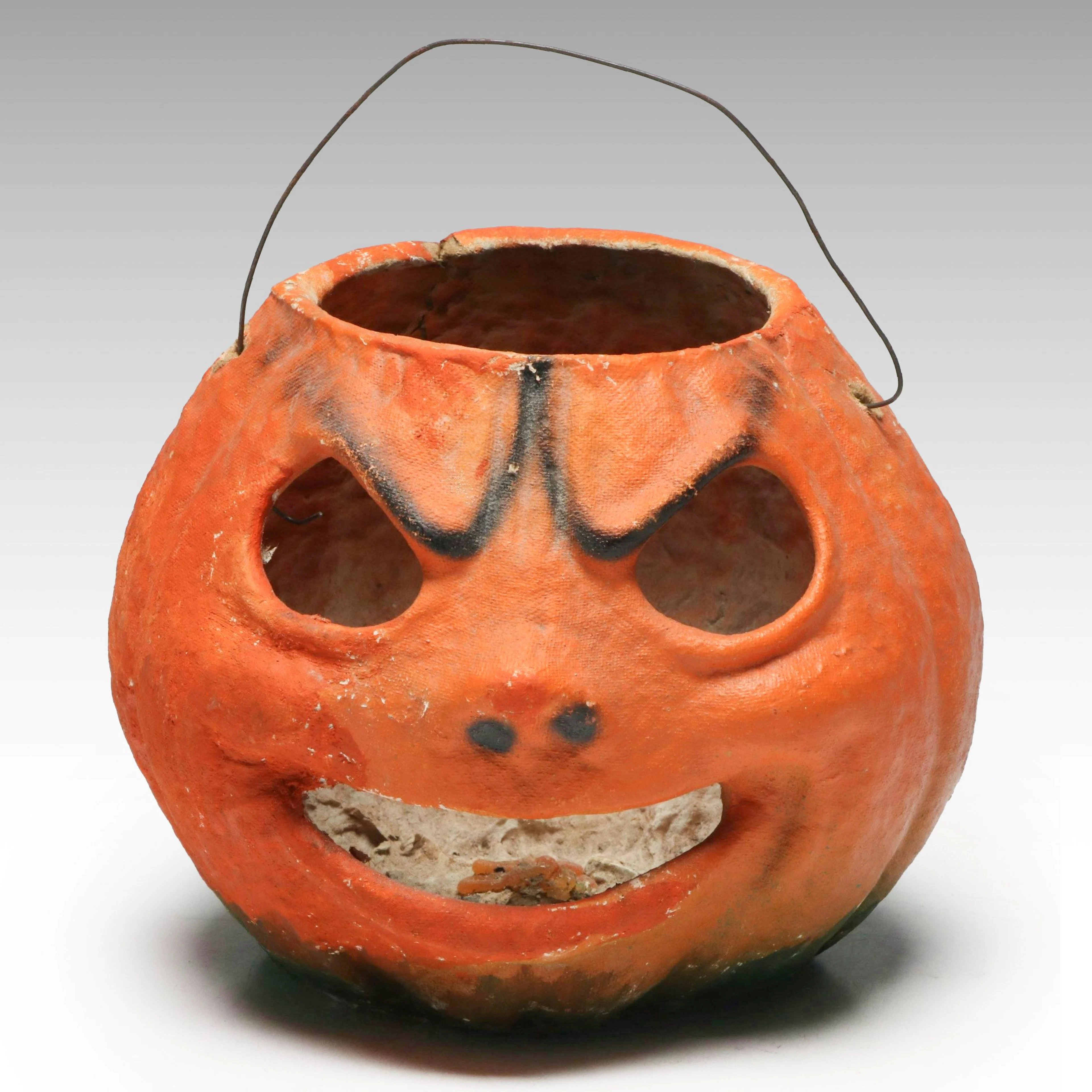 Halloween Papier-mâché Scary Face Jack-O'-Lantern, 1930s