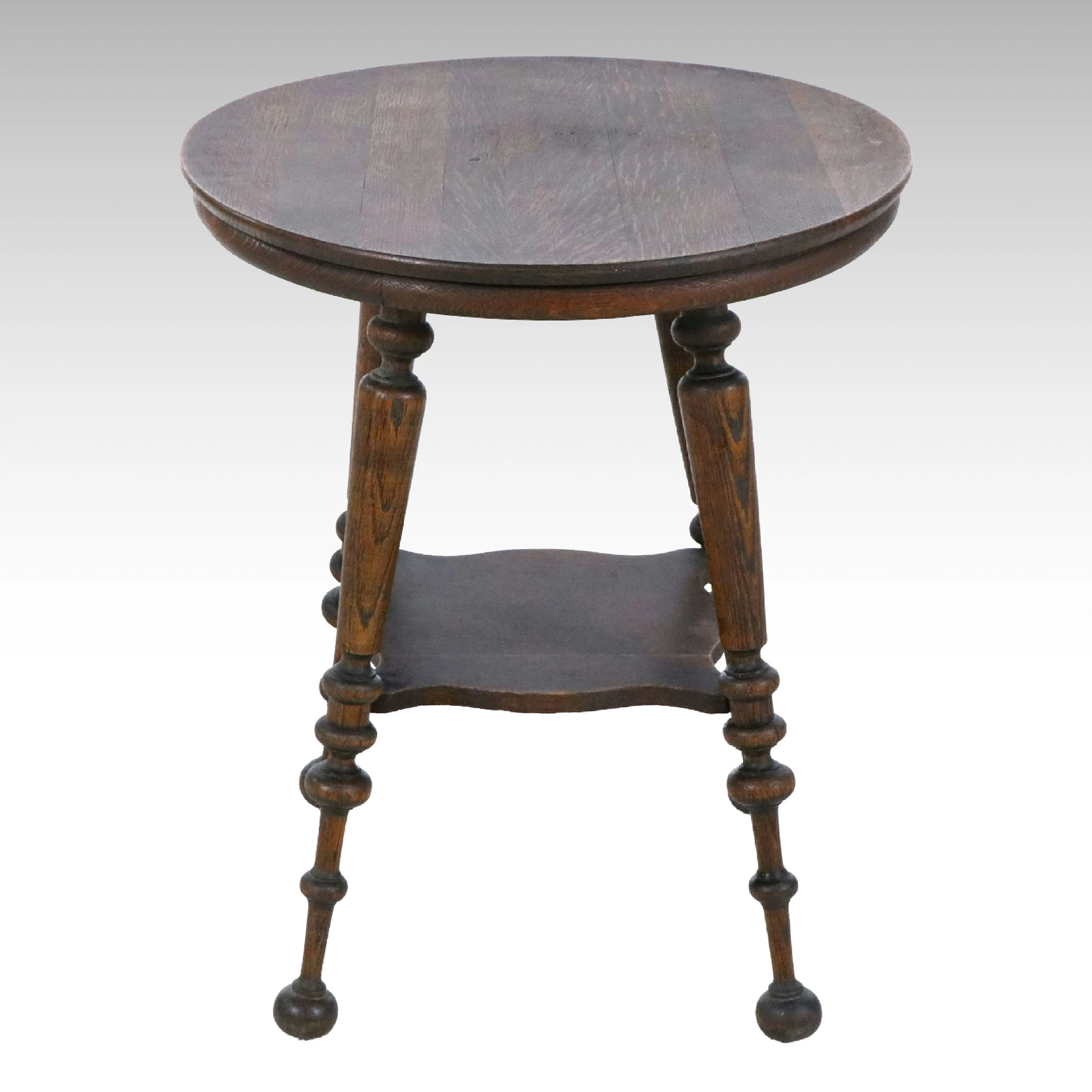 Victorian Style Oak Two-Tier Parlor Table, Late 19th to Early 20th Century