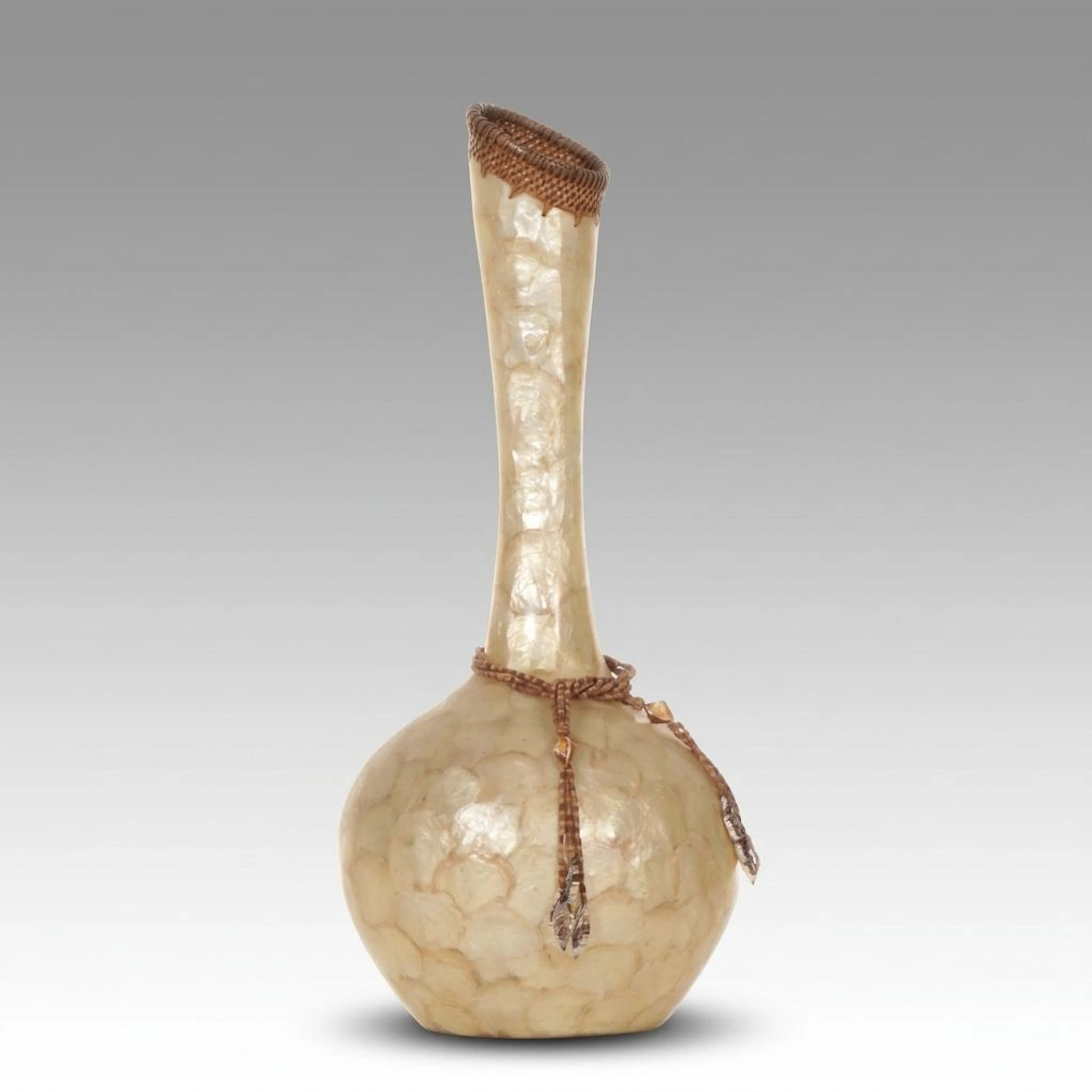 Palecek Vase with Capiz Shell Design and Woven Rattan Accent