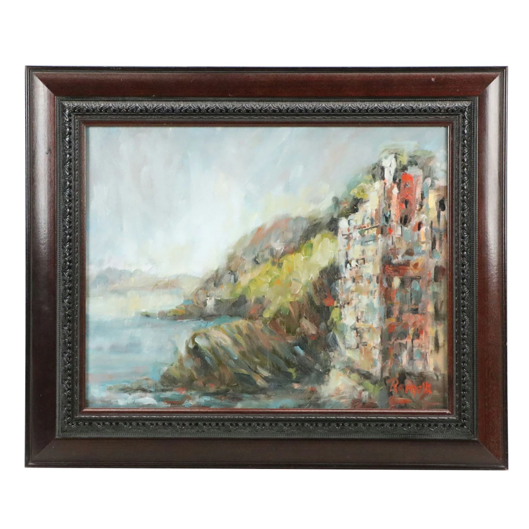 Patrick Romelli Oil Painting "Cinque Terre," 21st Century