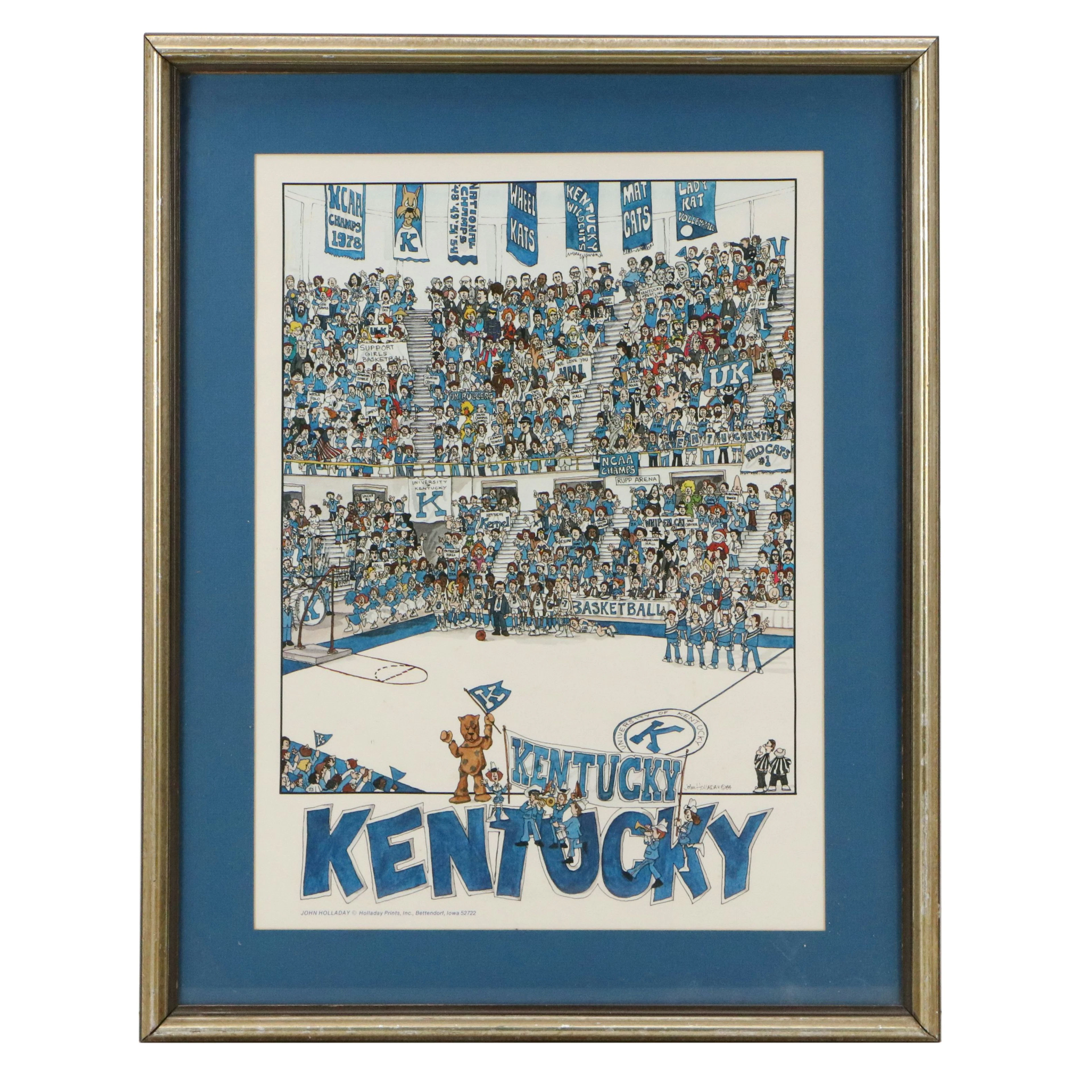 John Holladay College Basketball Offset Lithograph "Kentucky," Circa 1984