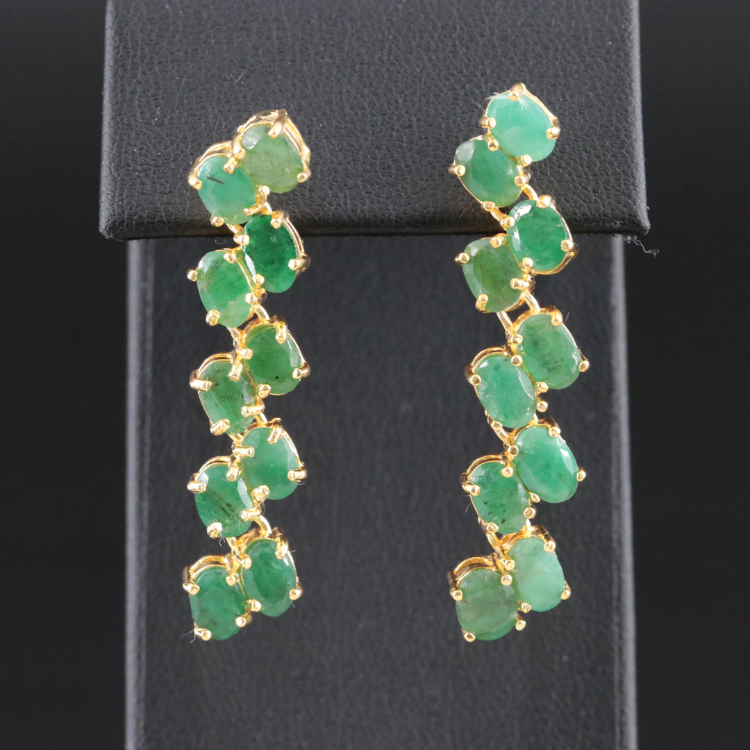 Sterling Emerald Earrings