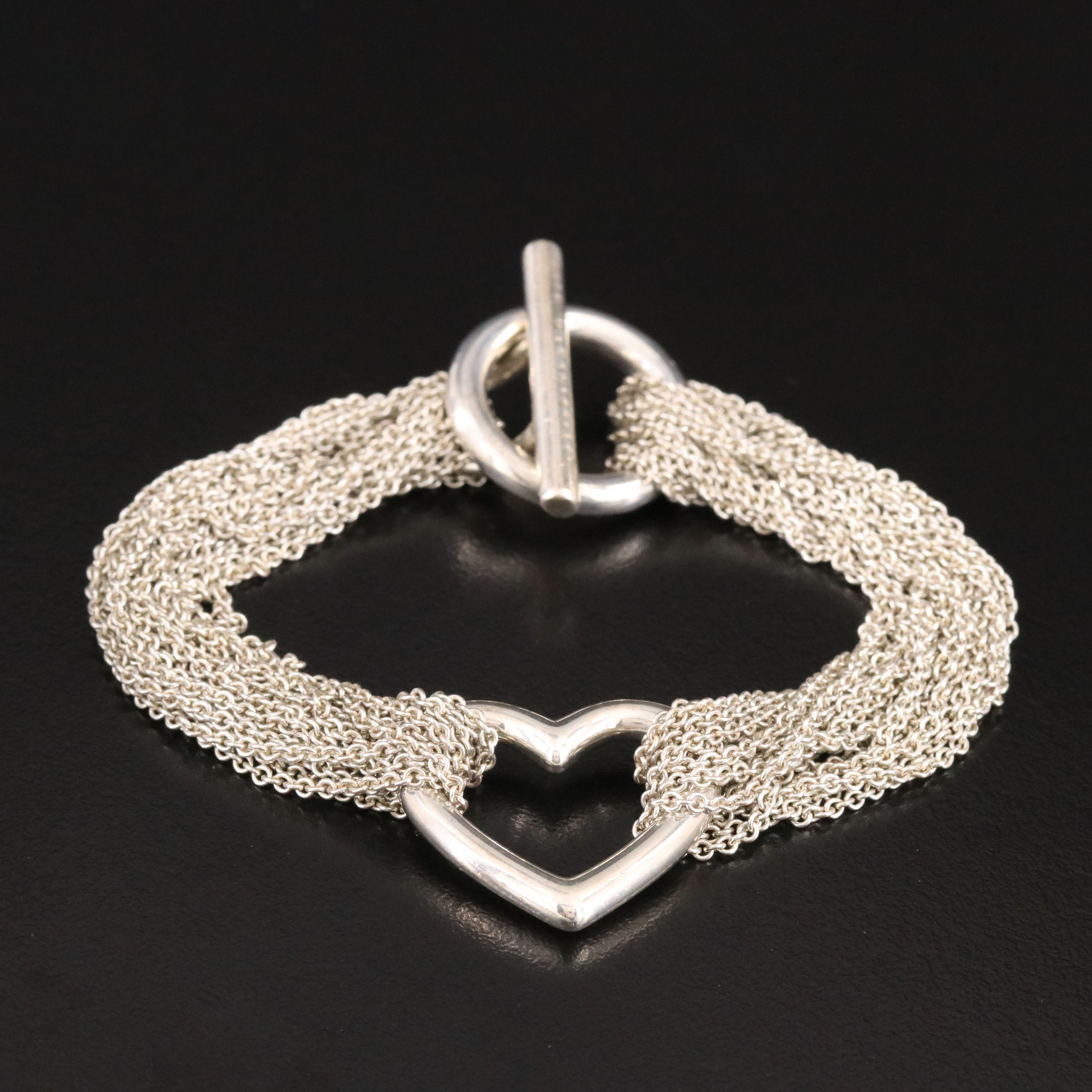 Tiffany & Co. Sterling Heart Multi-Strand Toggle Bracelet