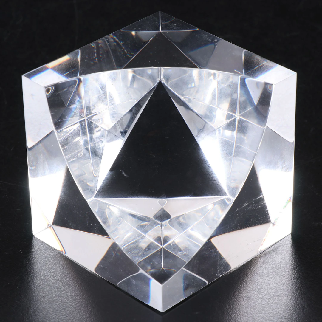 Steuben Mid Century Modern Geometric Glass Paperweight