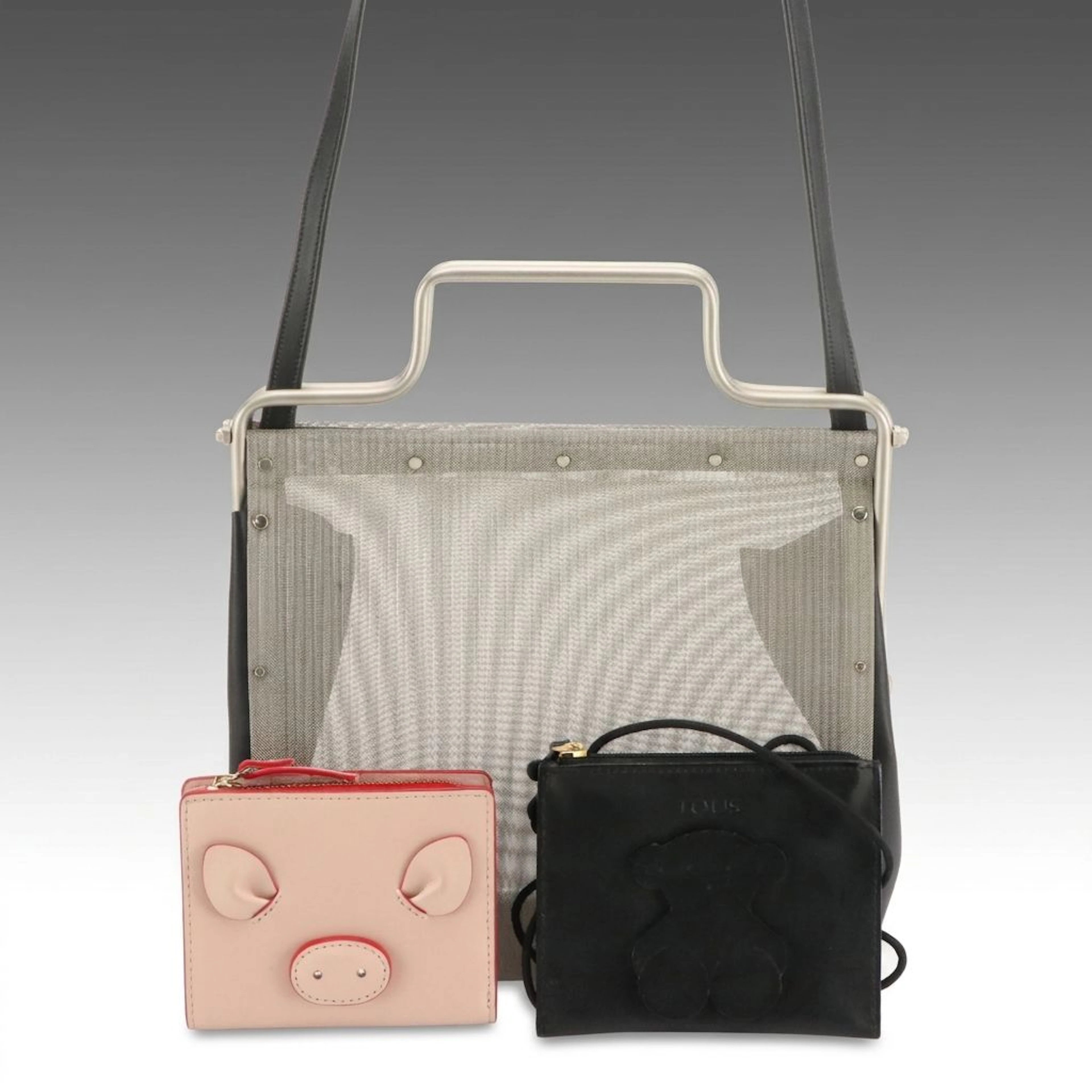 Kate Spade New York Compact Wallet with Tous Leather Bag & Other Metal Mesh Bag