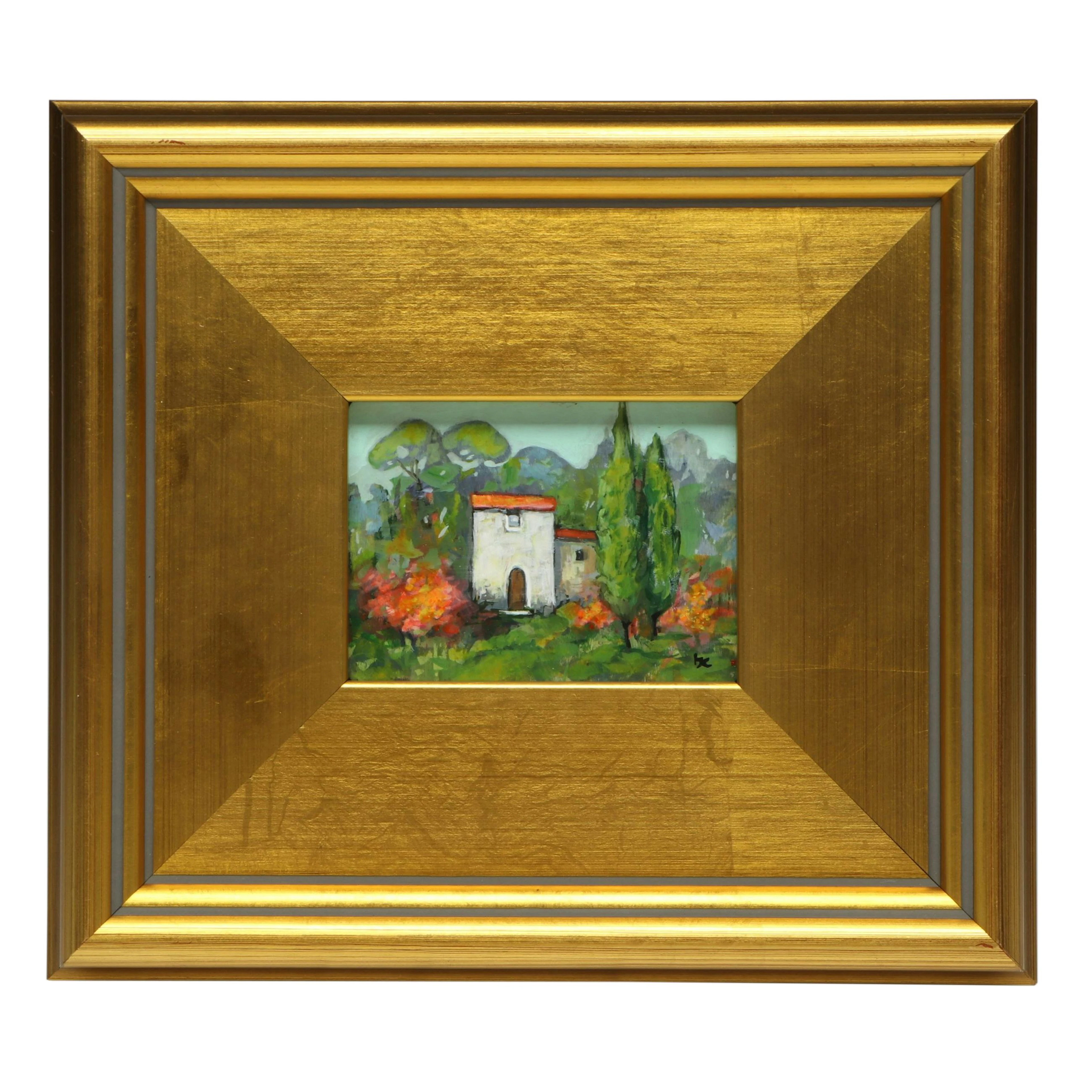 Beth Capogrossi Stylized Oil Painting of Cottage, 21st Century