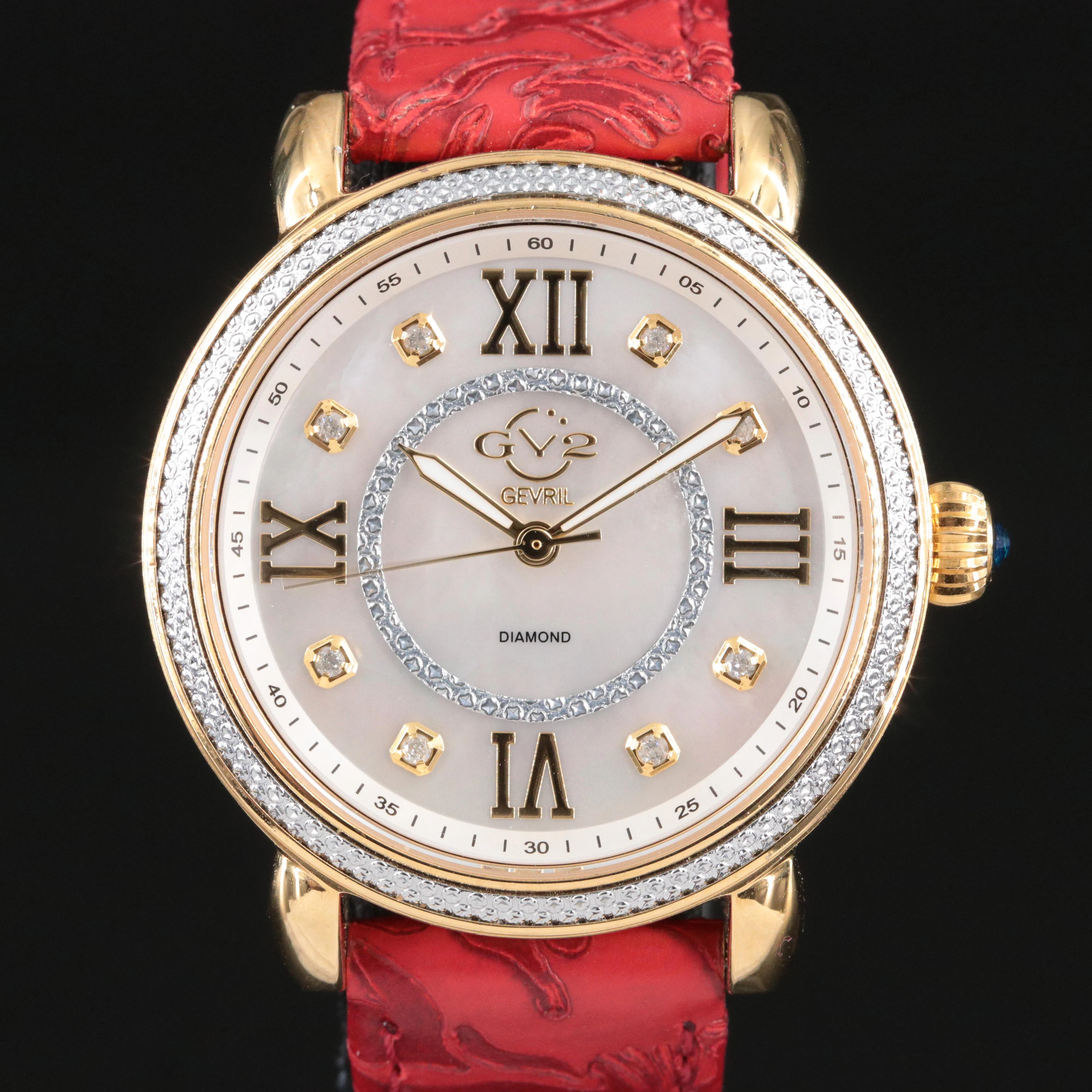 Gevril Limited Edition Model 9866 Mother-of-Pearl Diamond Dial Watch