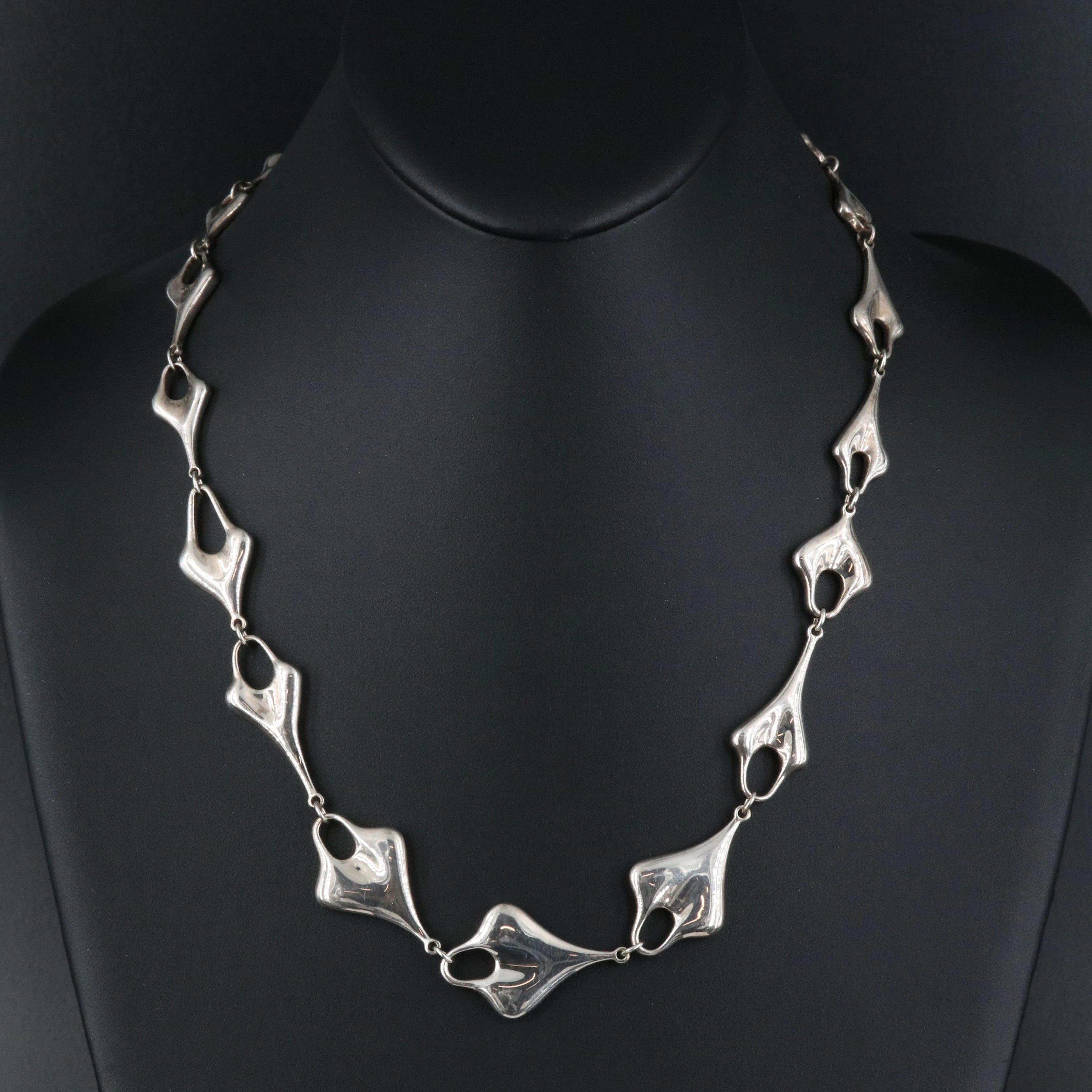 Robert Lee Morris Studio Sterling Heart Link Necklace