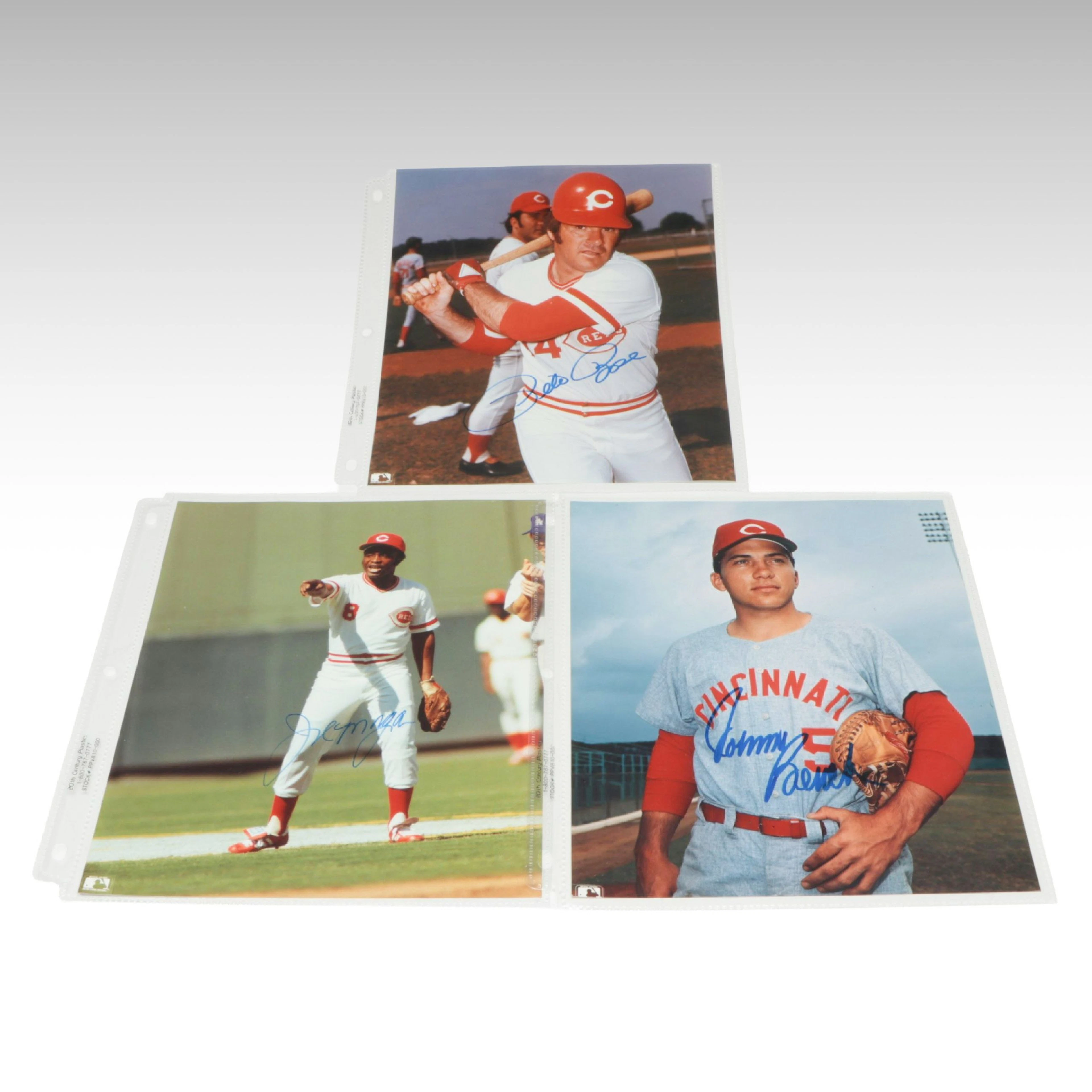 Joe Morgan, Johnny Bench, and Pete Rose Signed Cincinnati Reds Baseball Prints