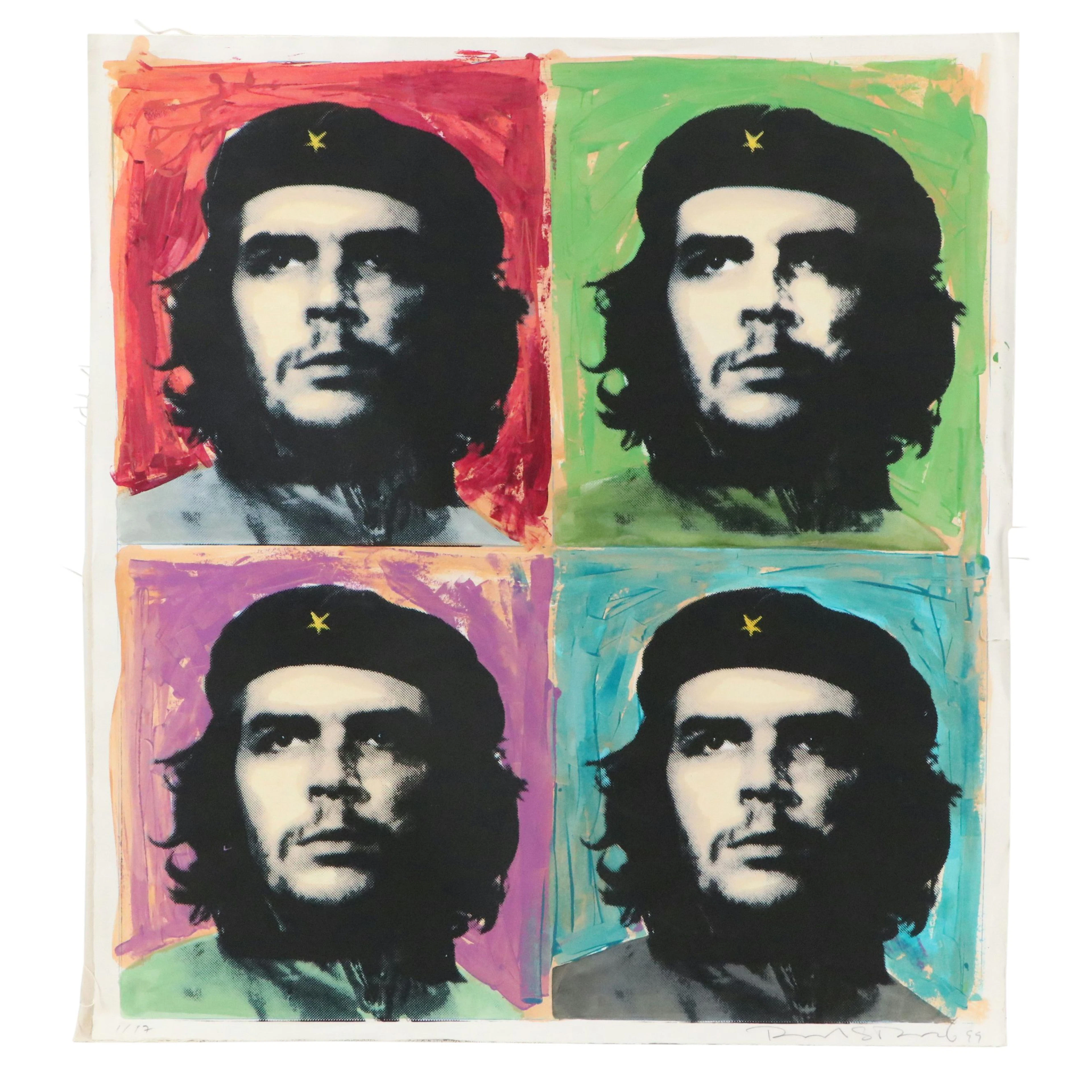 Richard Duardo Poplitical Hand-Painted Serigraph "Che x 4," 1999