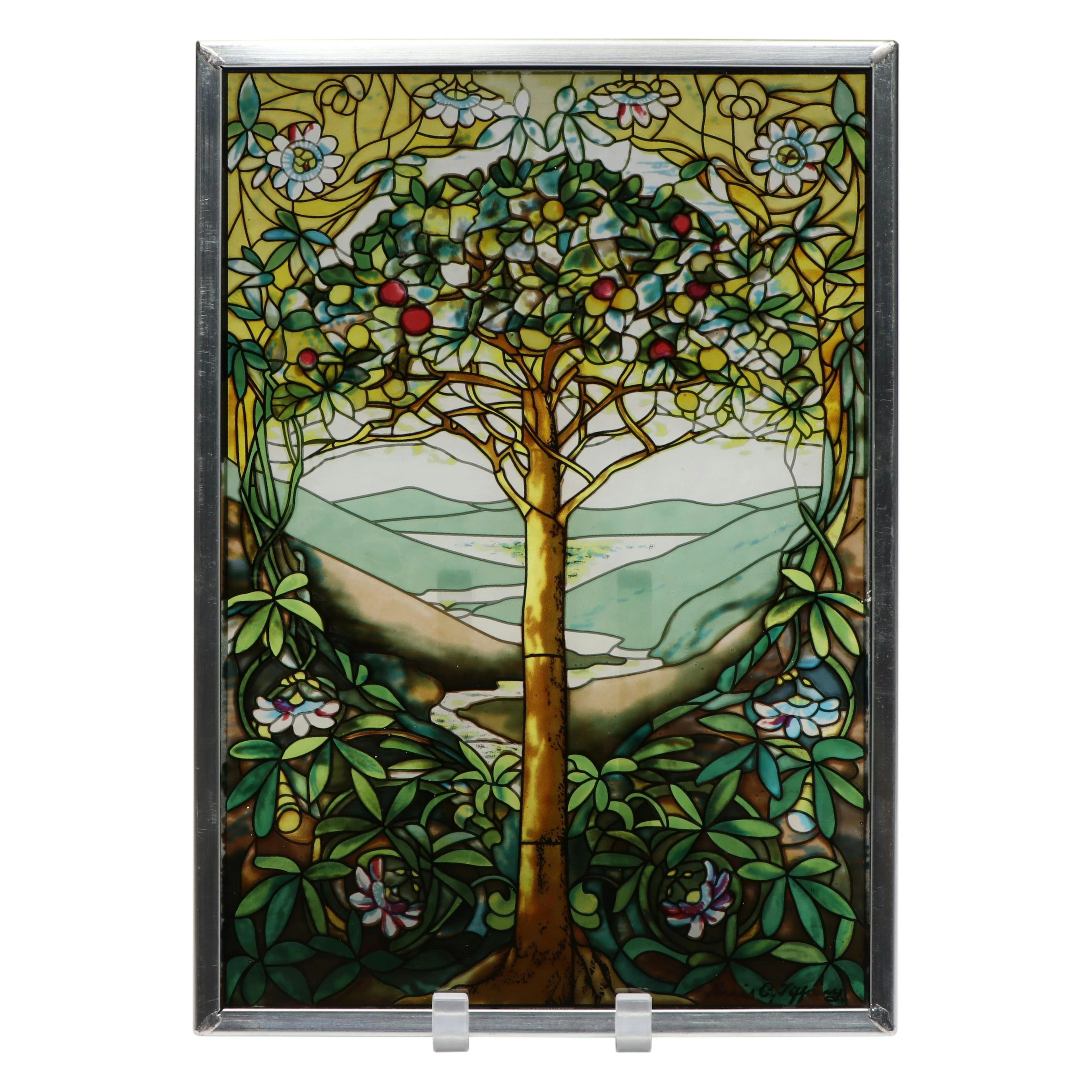 Reproduction After Louis C. Tiffany "Tree of Life" Stained Glass Panel