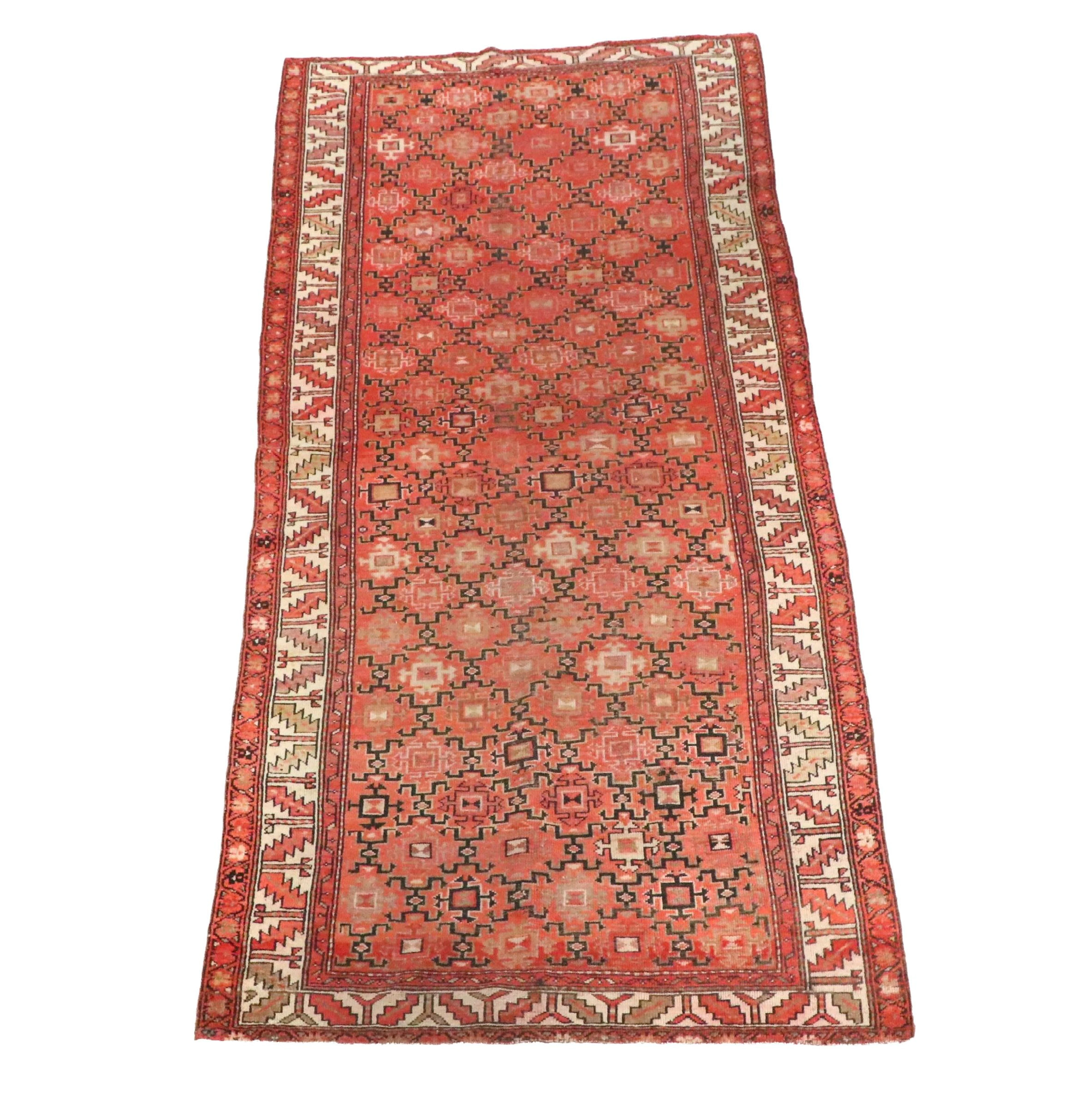 4'2 x 9'2 Hand-Knotted Persian Kurdish Style Area Long Rug