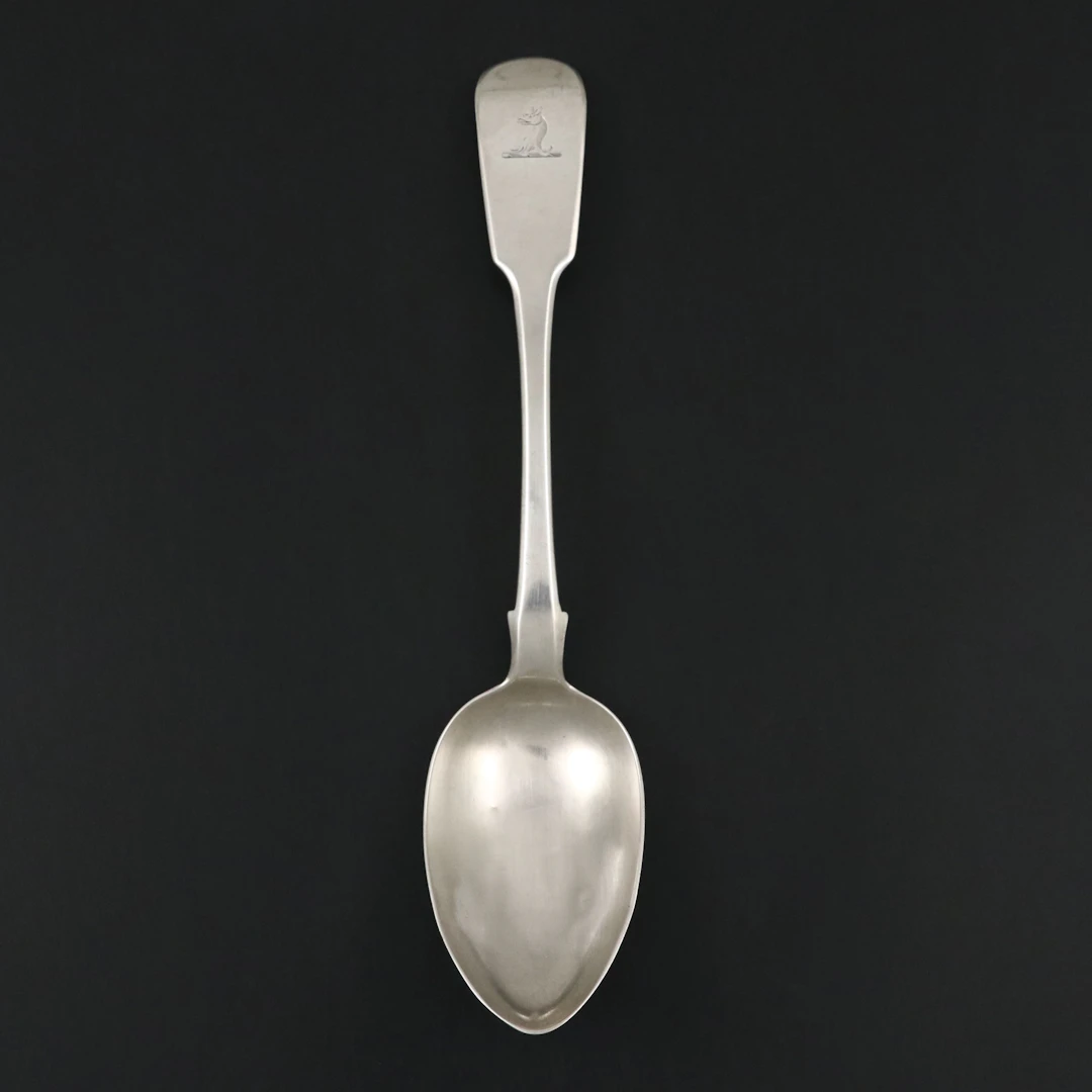 Antique William M. Traies English Sterling Silver Serving Spoon, 1824