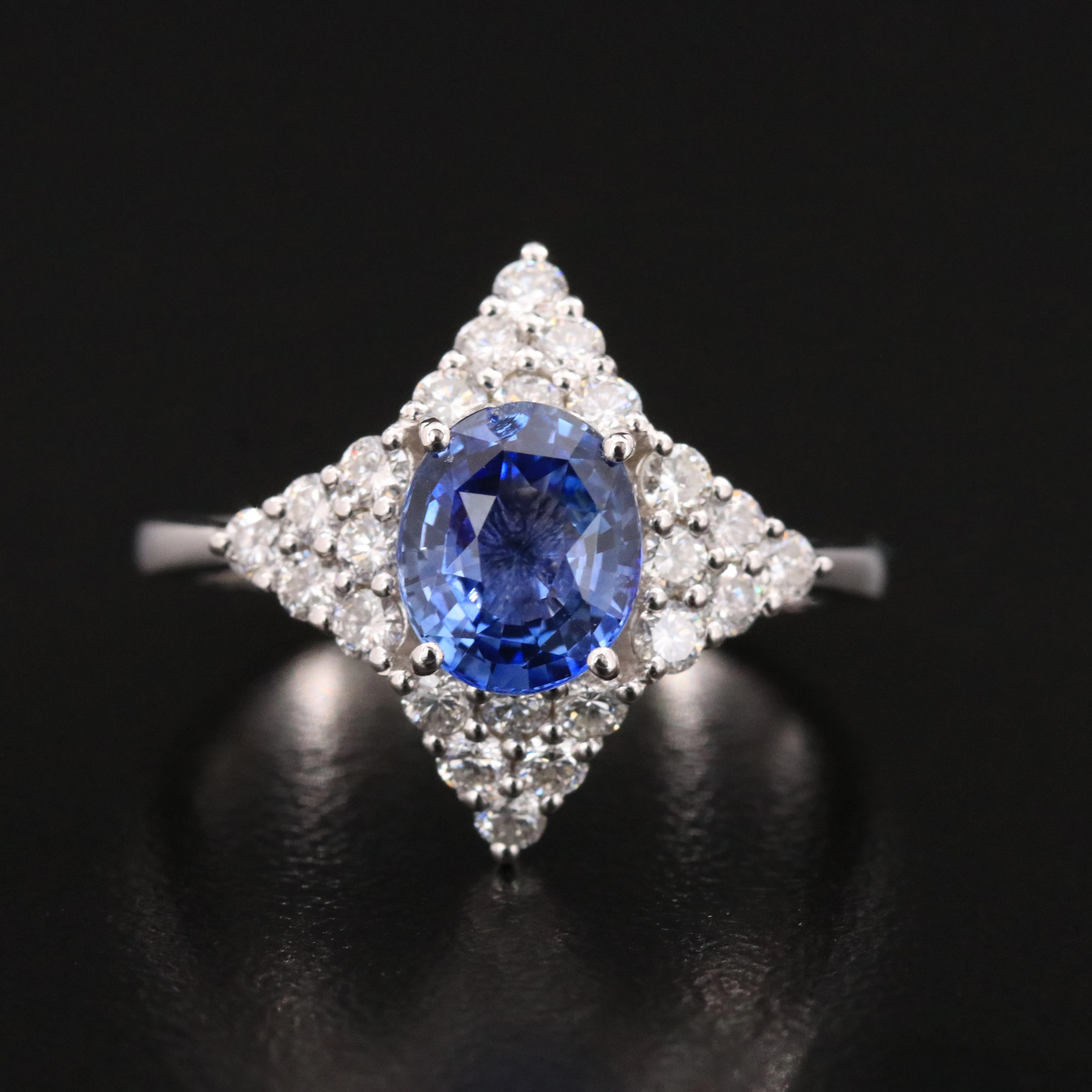 14K 1.65 CT Ceylon Sapphire and Diamond Ring with GIA Report