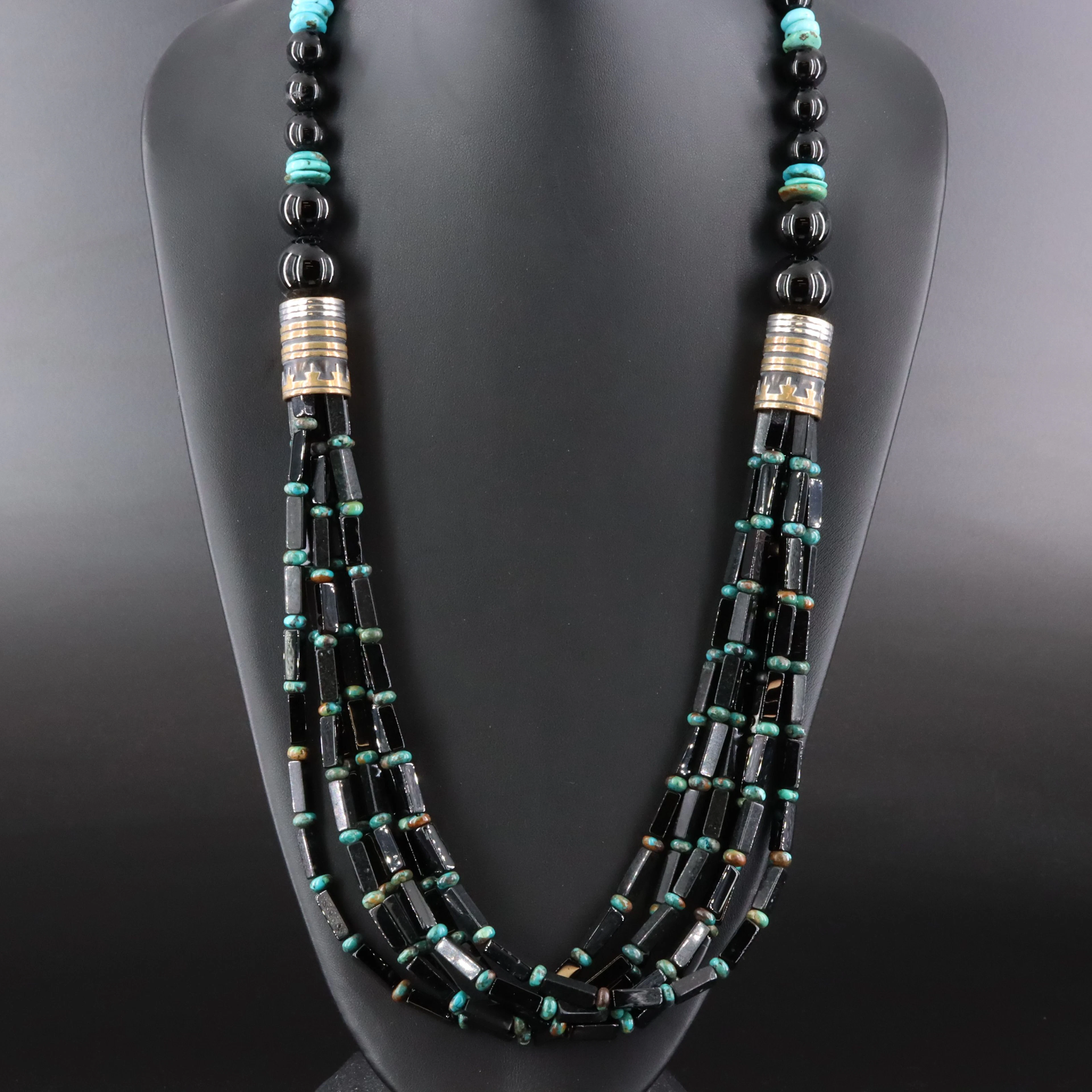 Tommy Singer Navajo Diné Gemstone Necklace with Sterling and Brass