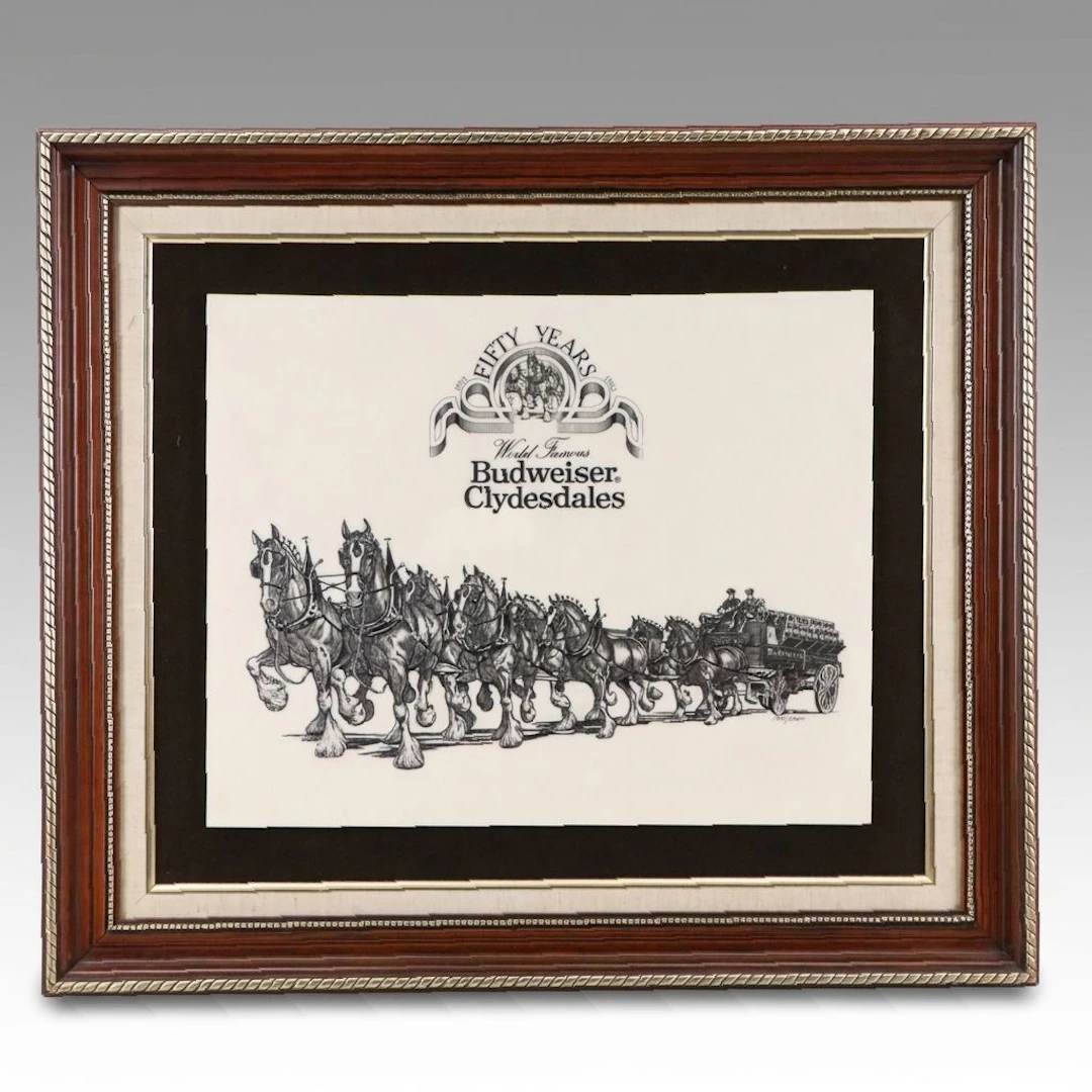 Budweiser Clydesdales 50th Anniversary Etched Composite Plaque, 1983