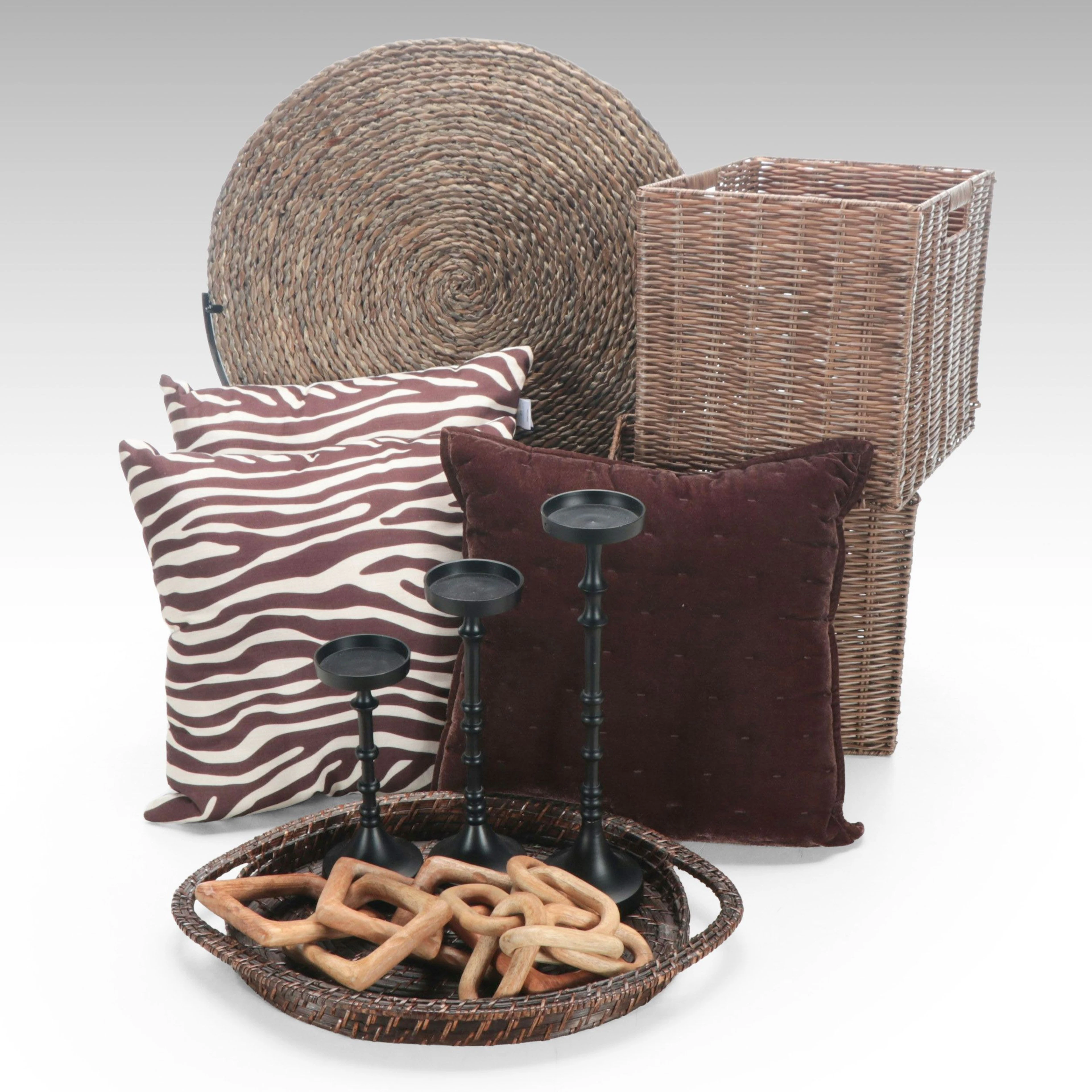 Zebra Print Accent Pillows with Candle Holders and Other Home Décor