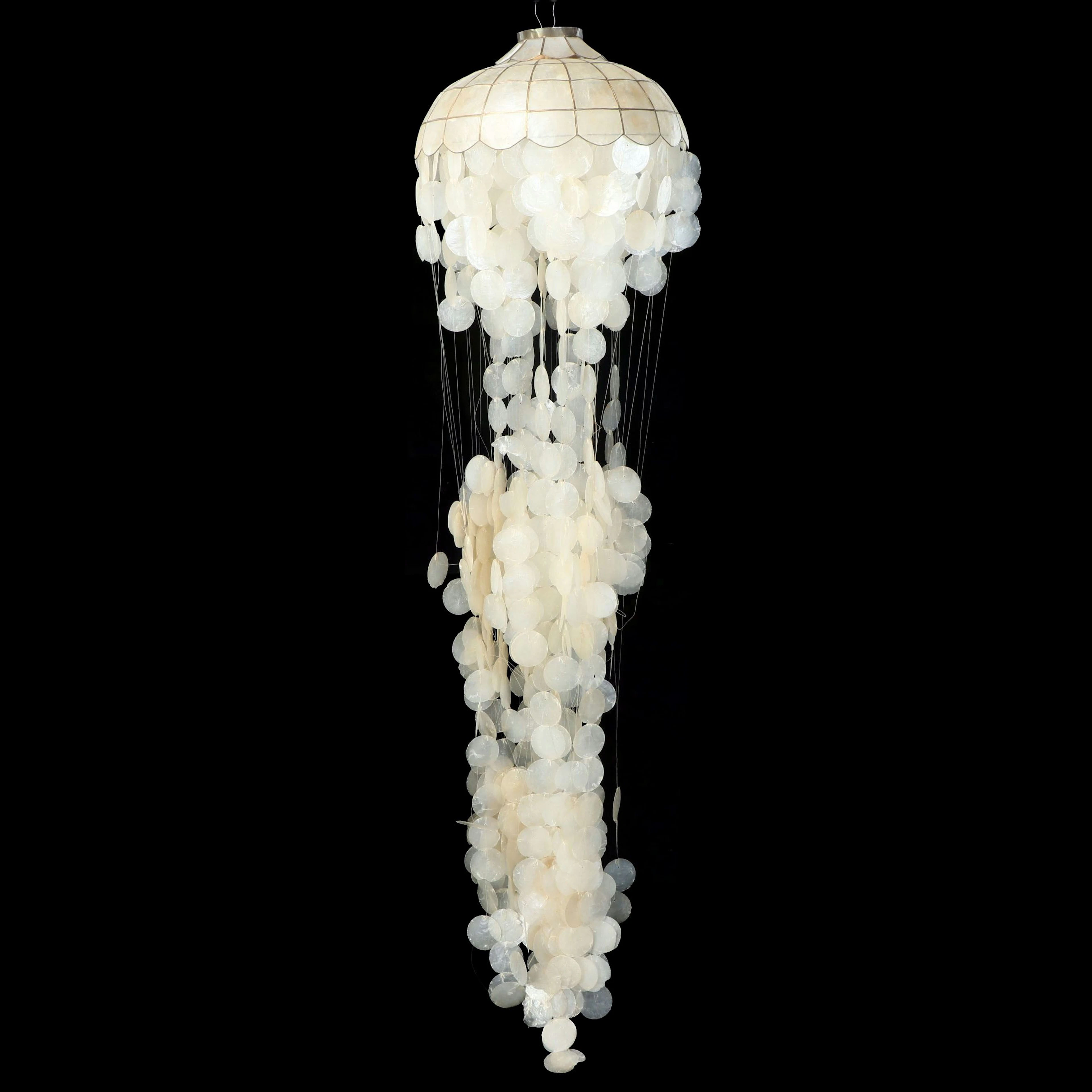 Capiz Shell and Brass Jellyfish Chandelier