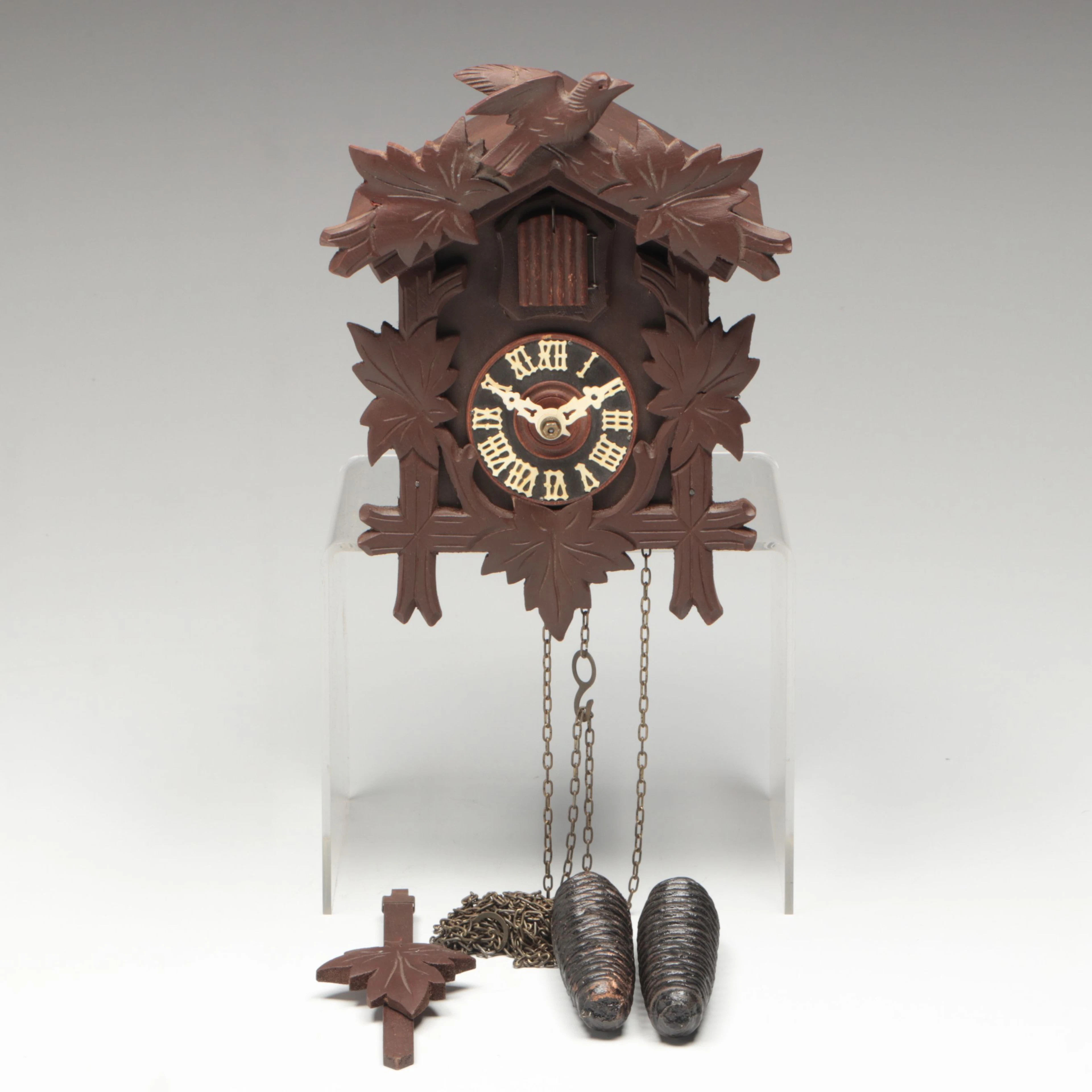 Hand-Carved Folk Art Black Forest Cuckoo Clock